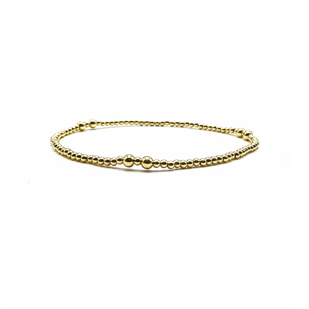 basic armbandje van goldfilled 2mm met een aantal 3mm kralen