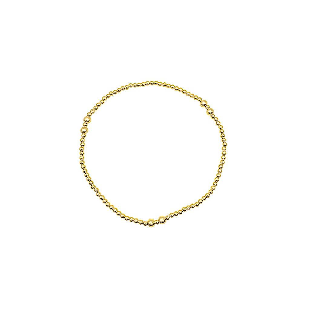 basic armbandje van goldfilled 2mm met een aantal 3mm kralen