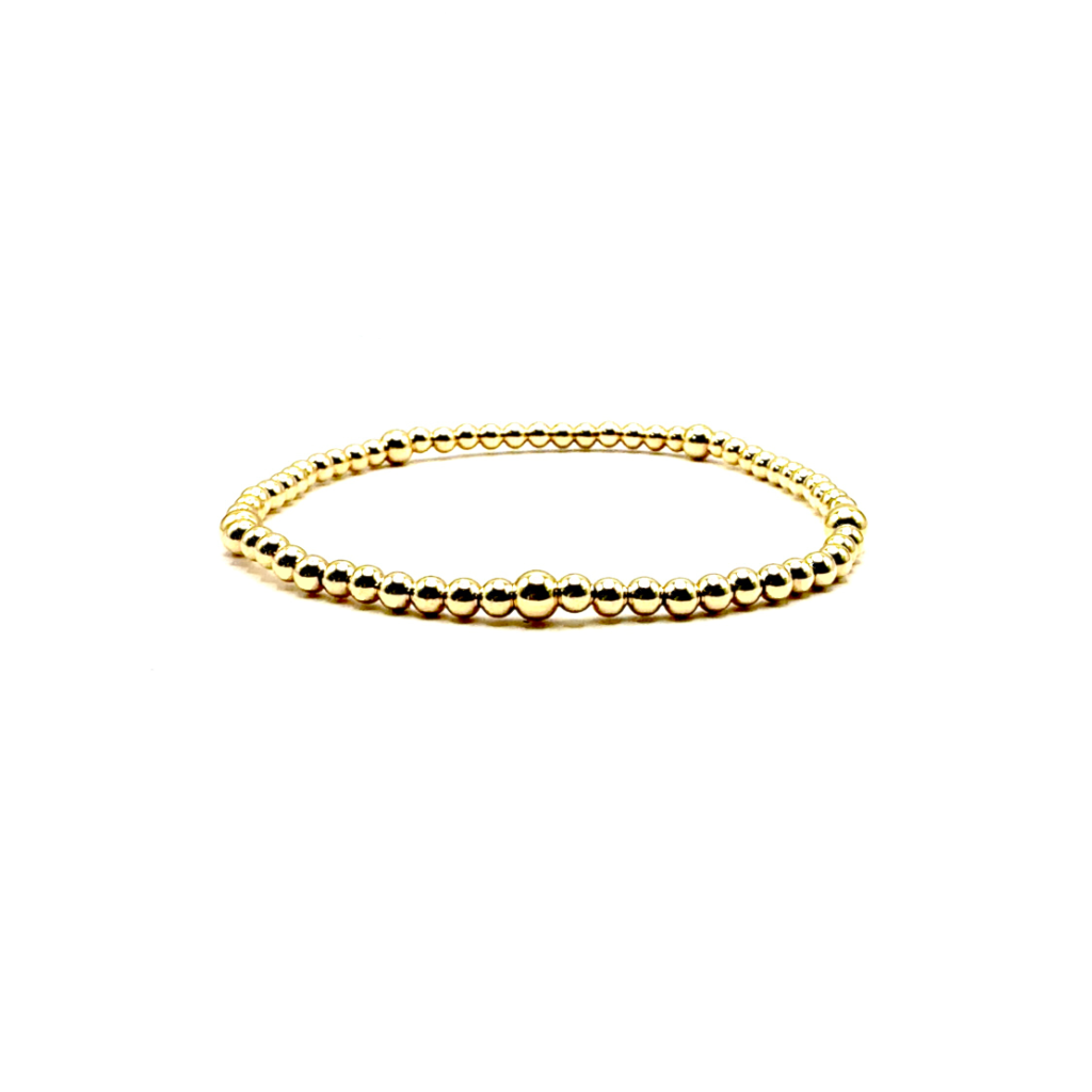 basic armbandje goldfilled 3mm met 4 mm kralen