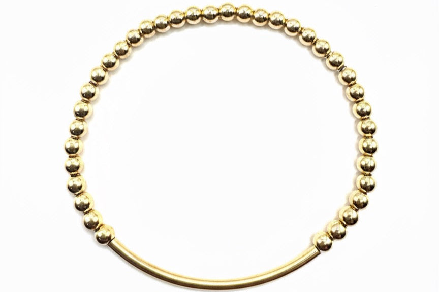 armband met goldfilled tube en kralen van 4mm