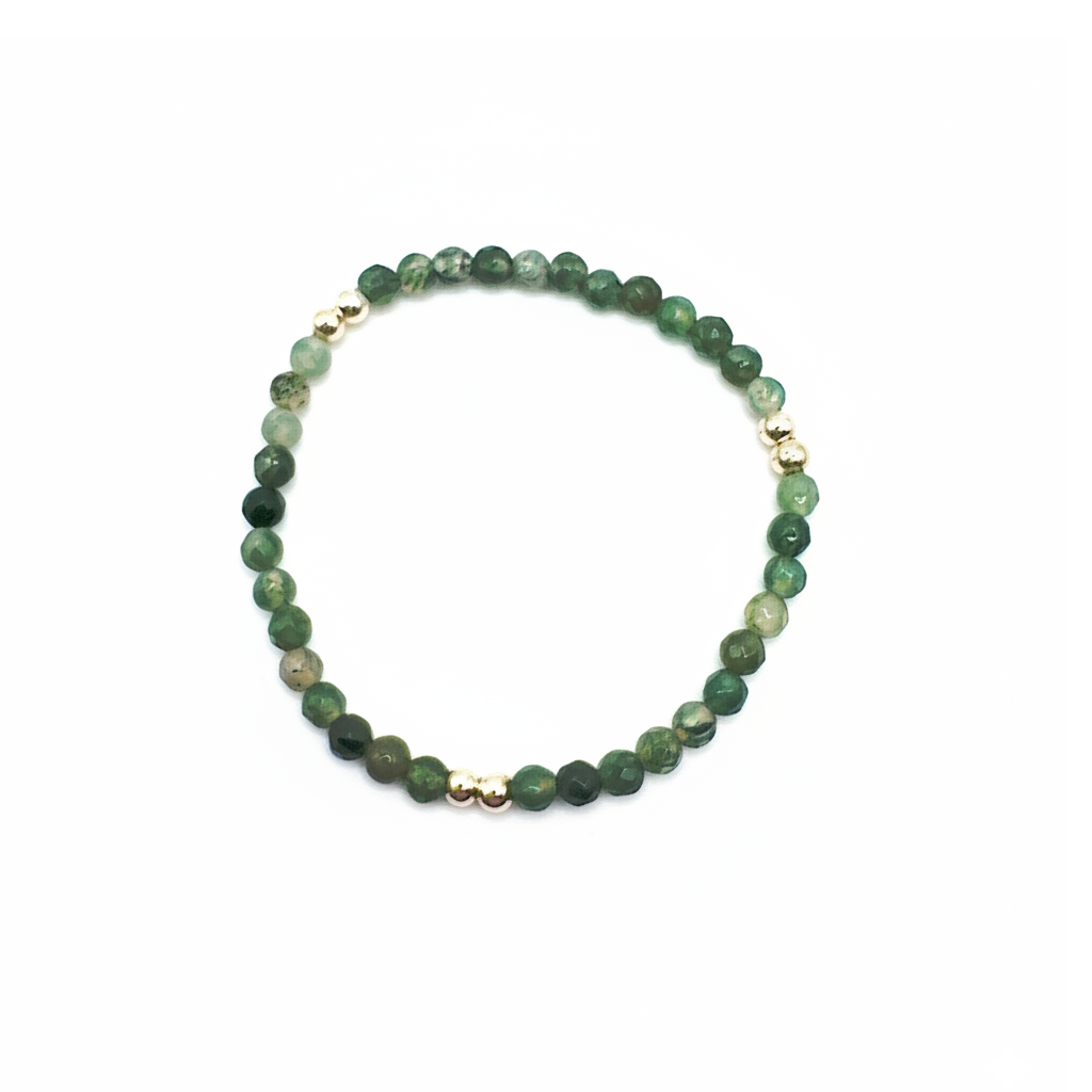 armband van serpentijn en sterling zilveren kralen