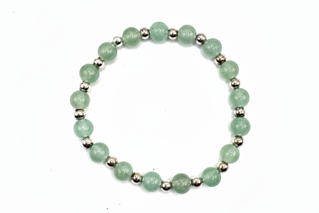 armband van aventurijn en sterling zilveren kralen