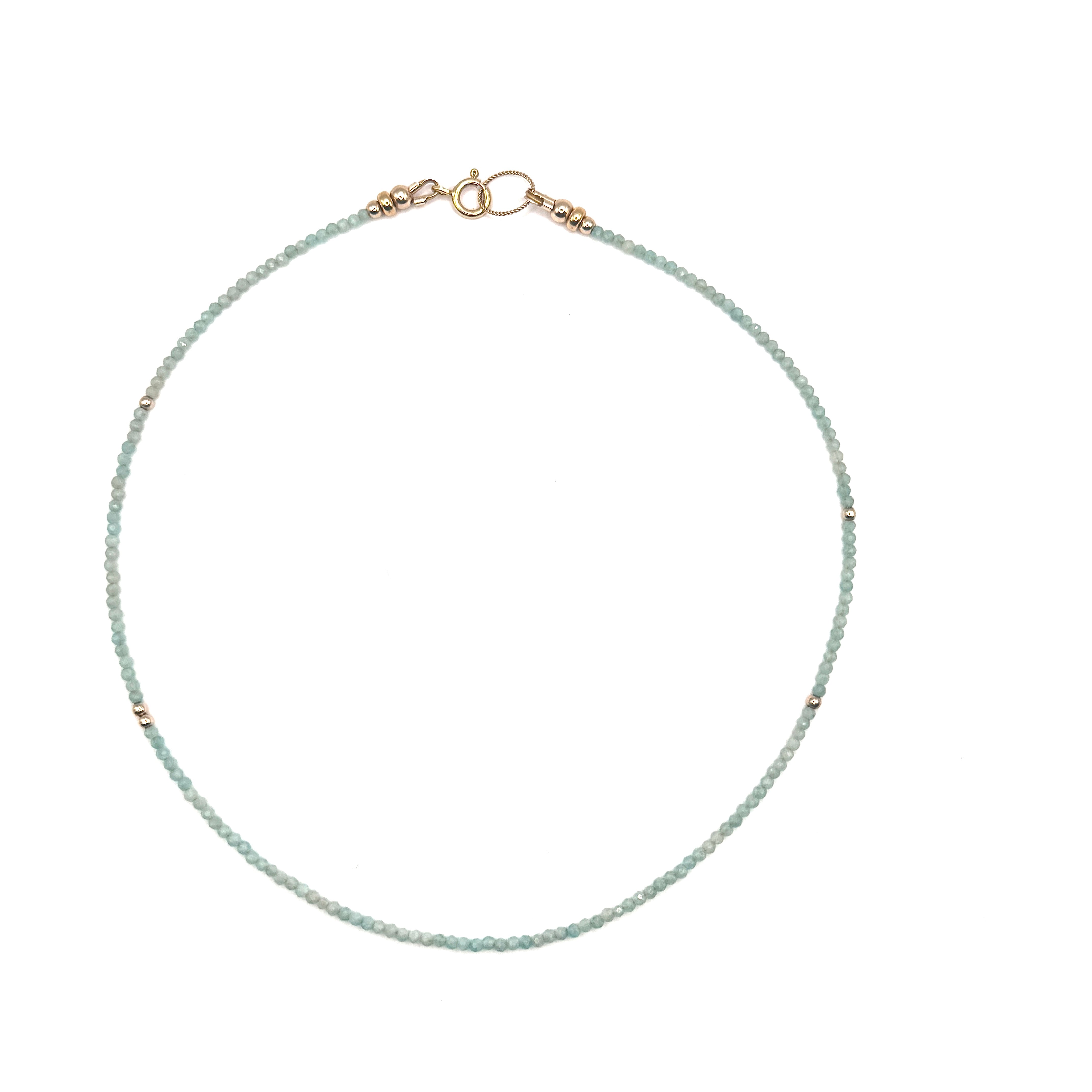 ketting van facet geslepen amazoniet en goldfilled kraaltjes