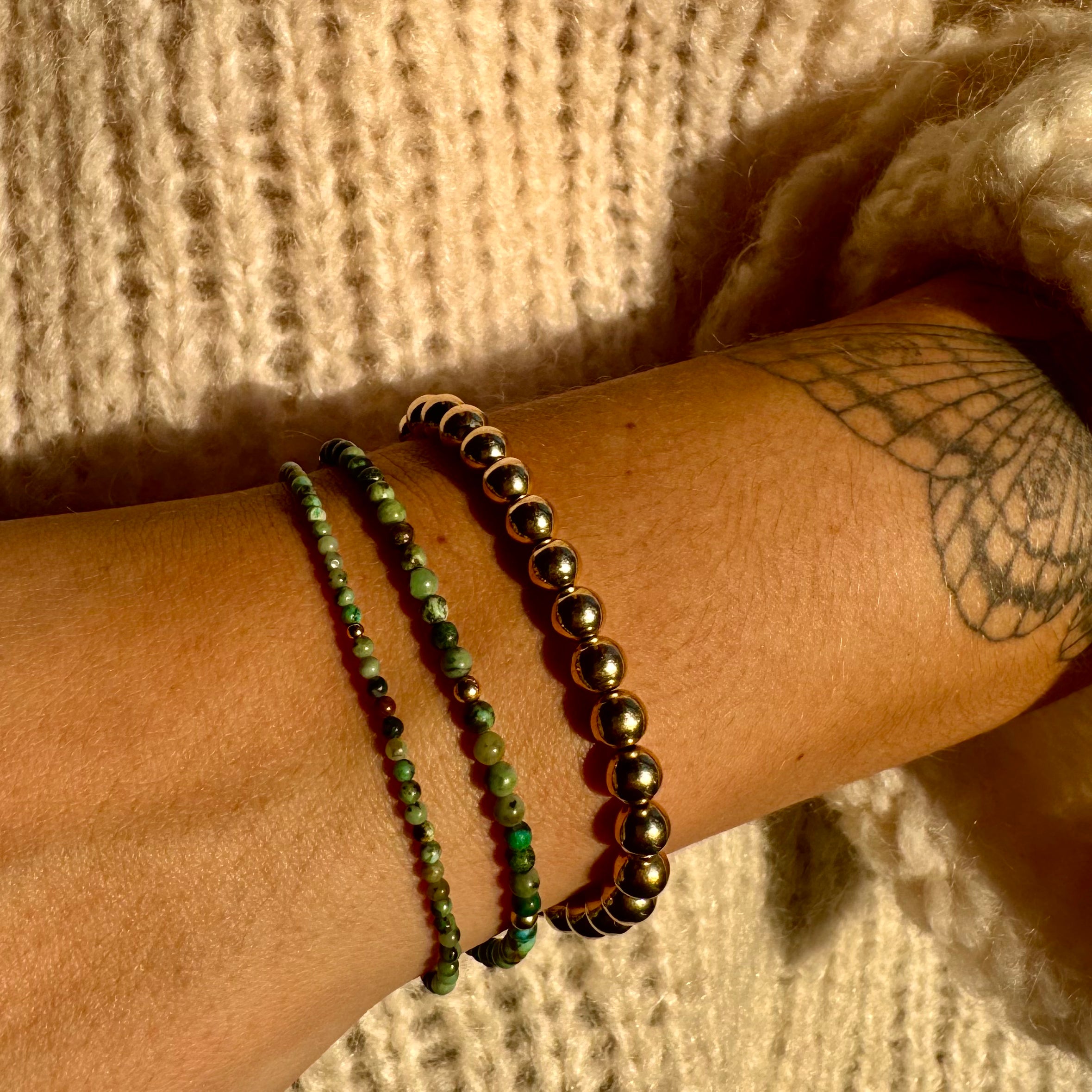 armband met afrikaans turkoois en goldfilled kraaltjes