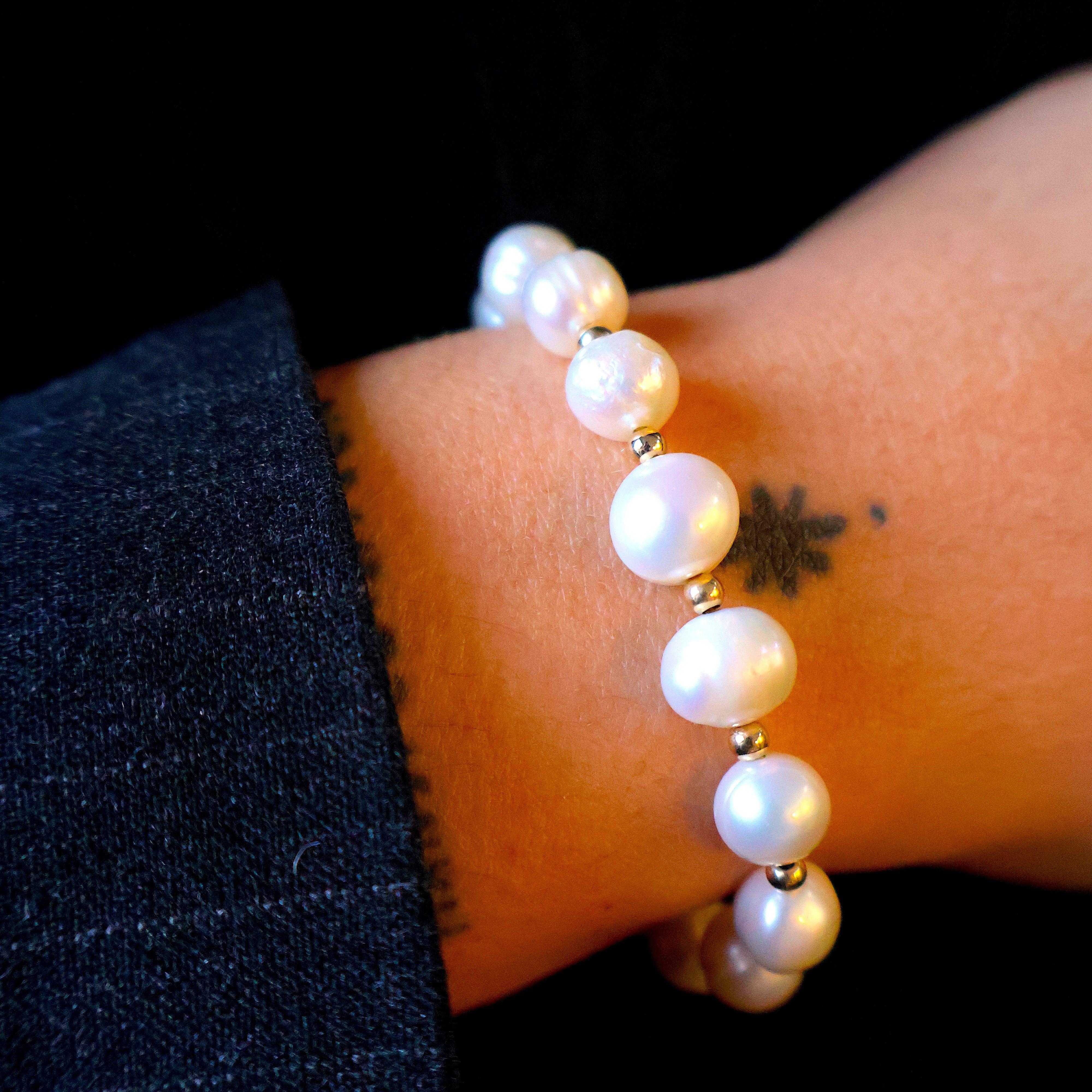 armband met zoetwaterparel en goldfilled kralen