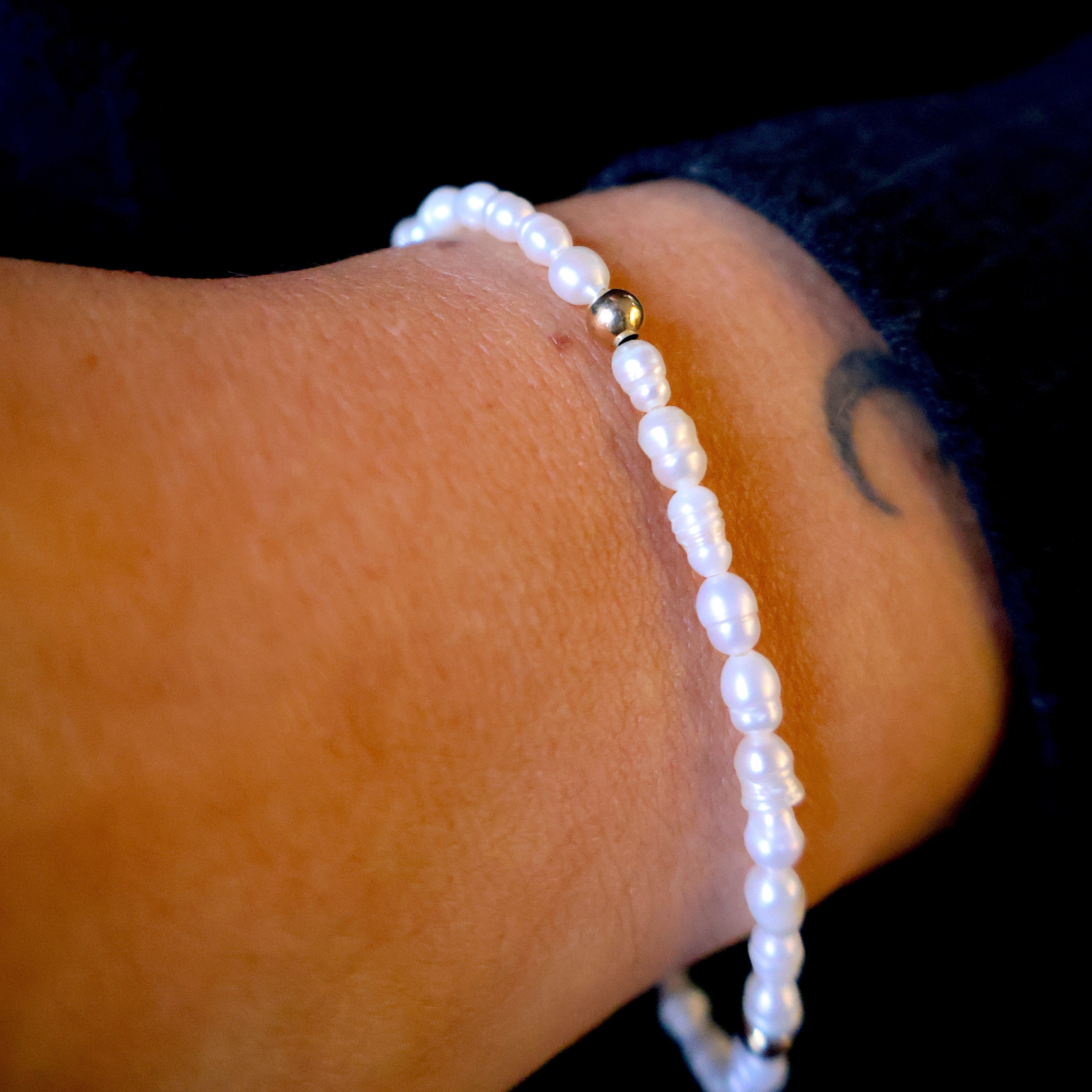 armband van zoetwaterparel en goldfilled kralen