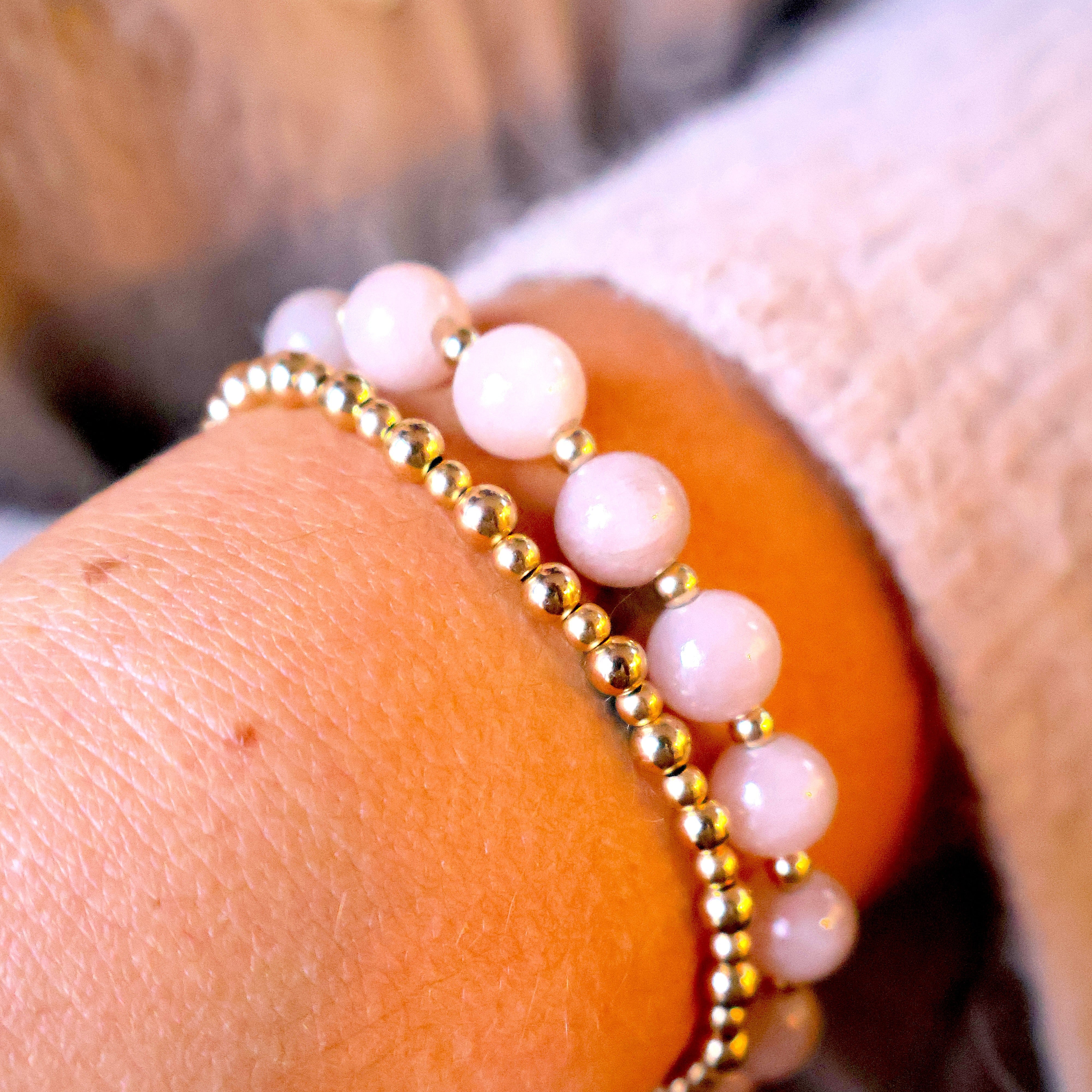 armband van marmer en calciet met goldfilled kralen