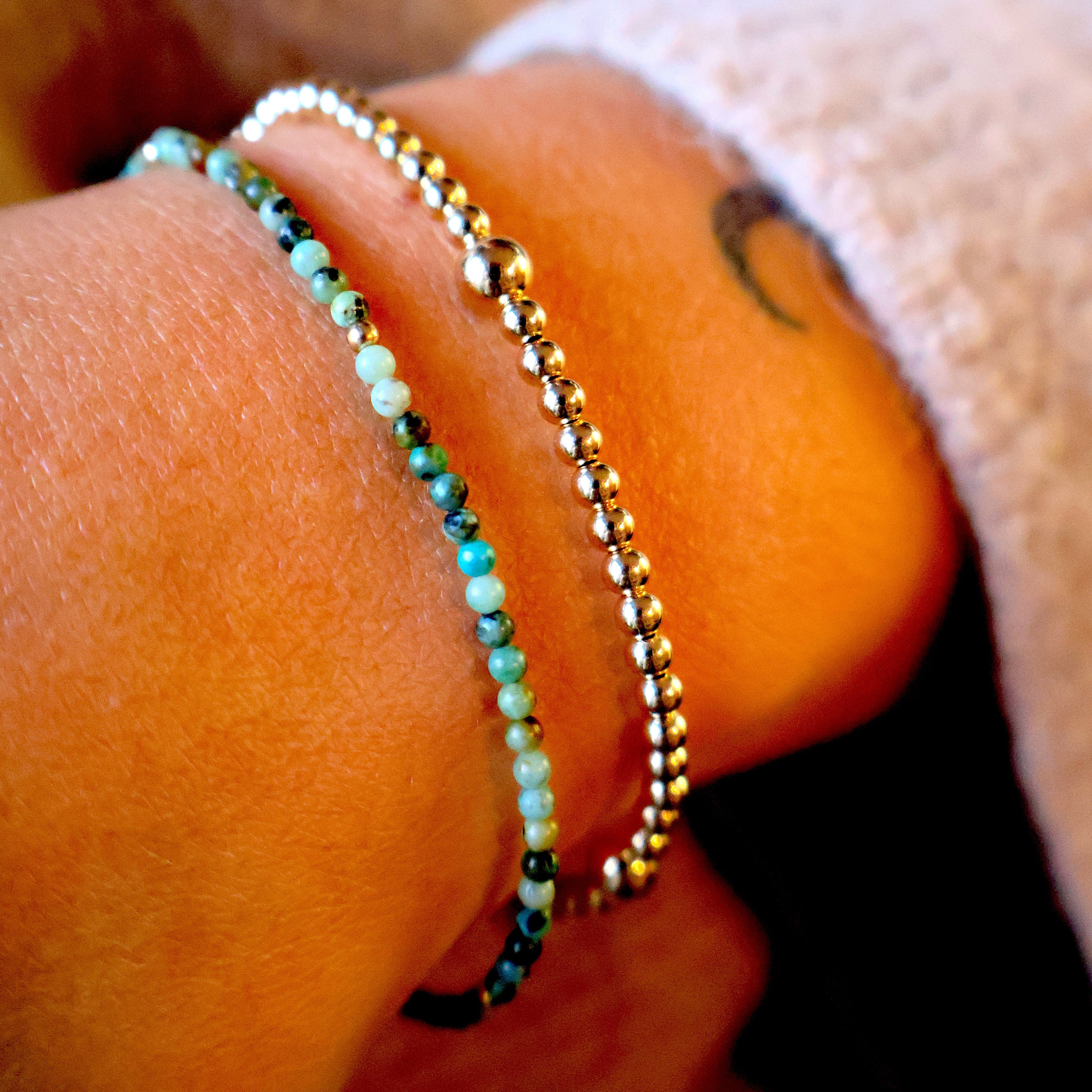 armband met afrikaans turkoois en goldfilled kraaltjes