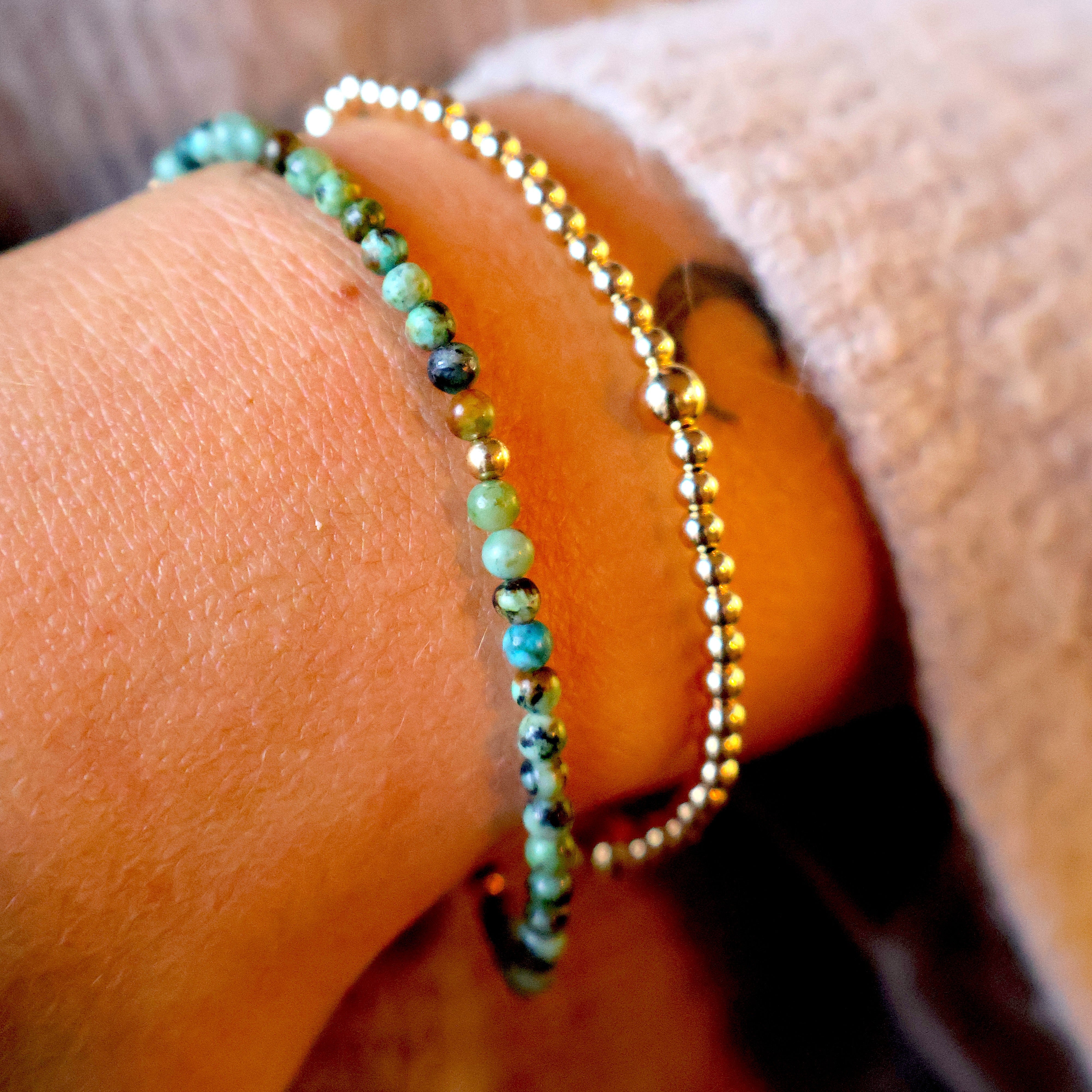 armband van afrikaans turkoois en sterling zilveren kraaltjes