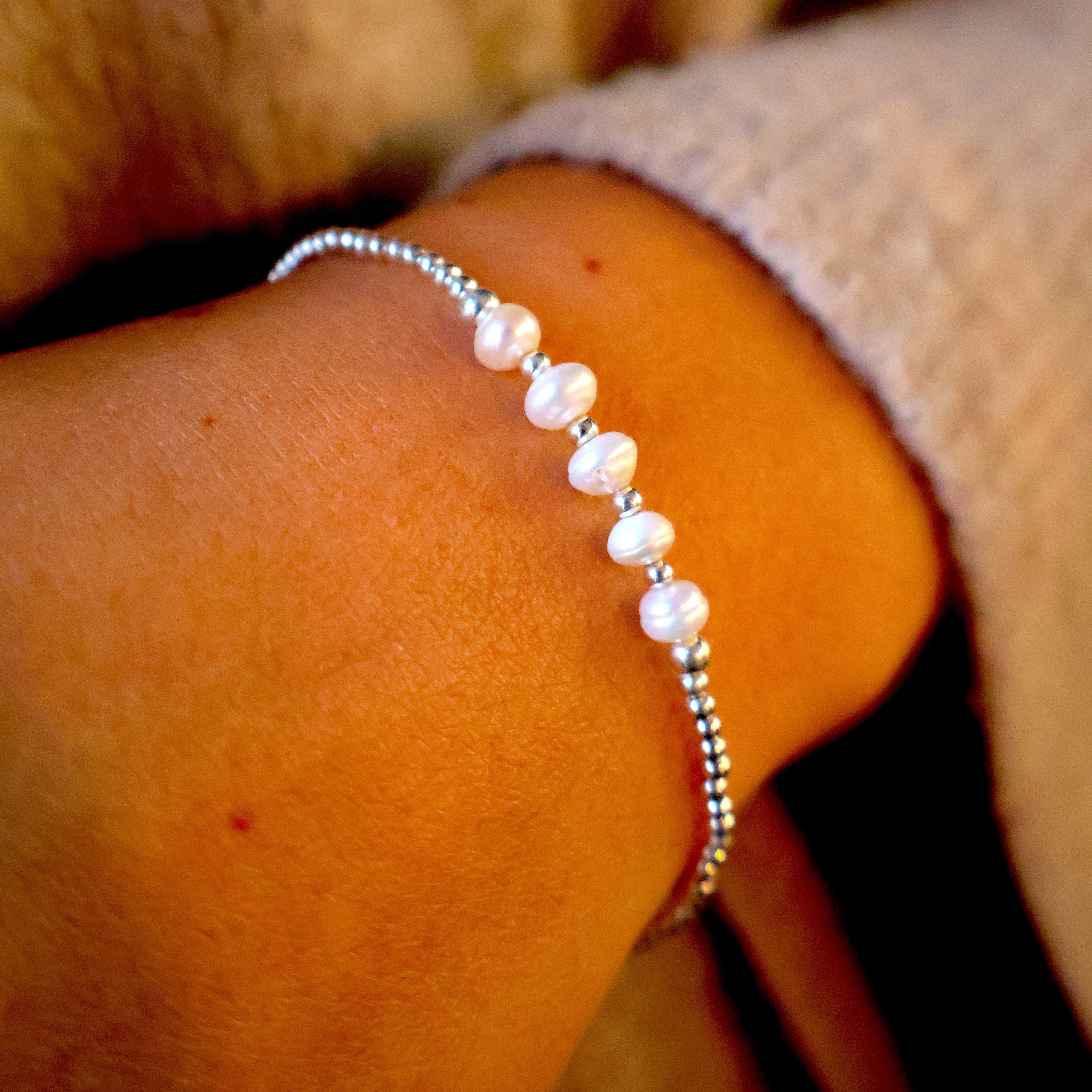 armband van sterling zilver kralen en zoetwaterparels