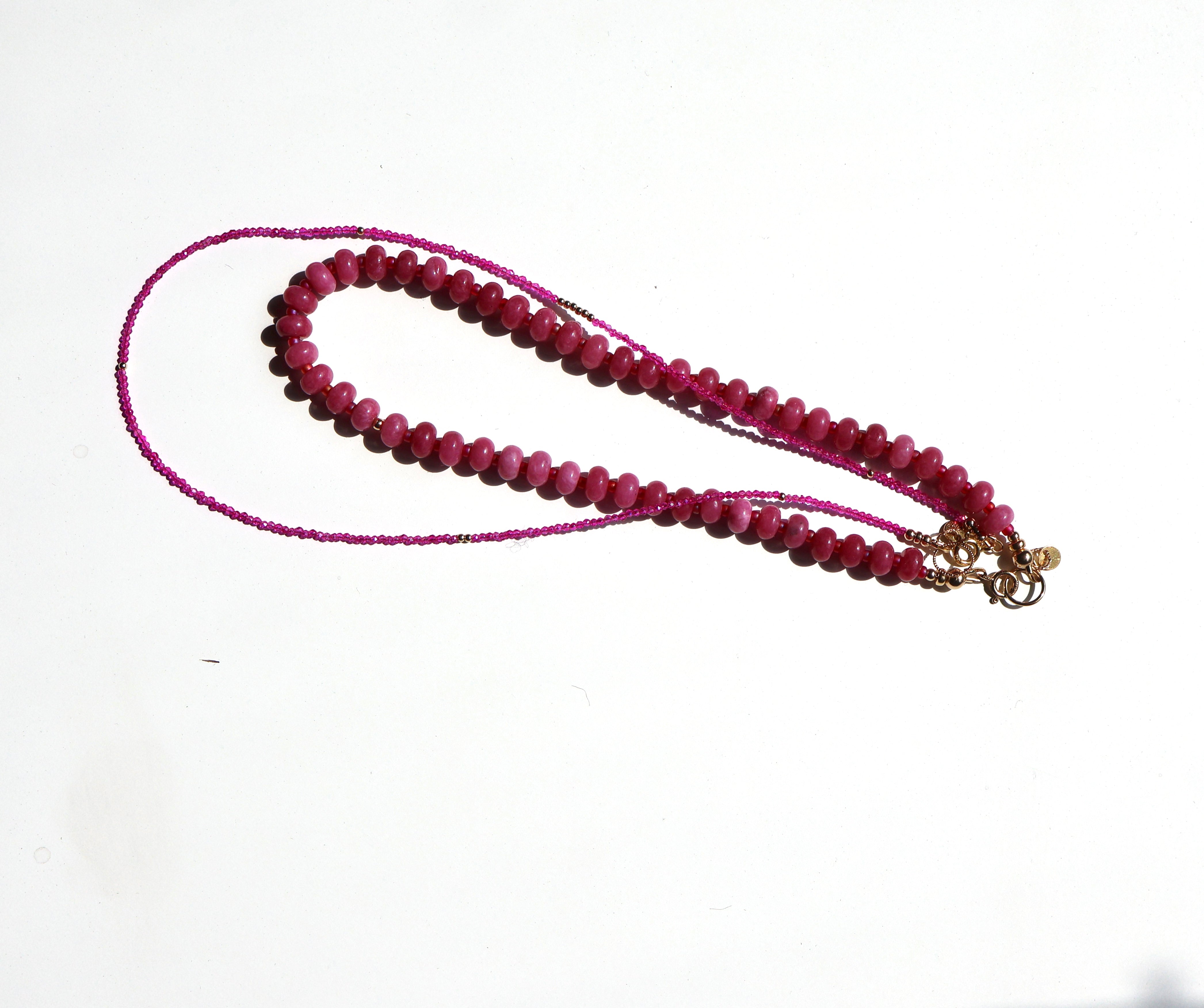 fuchsia spinel & goldfilled