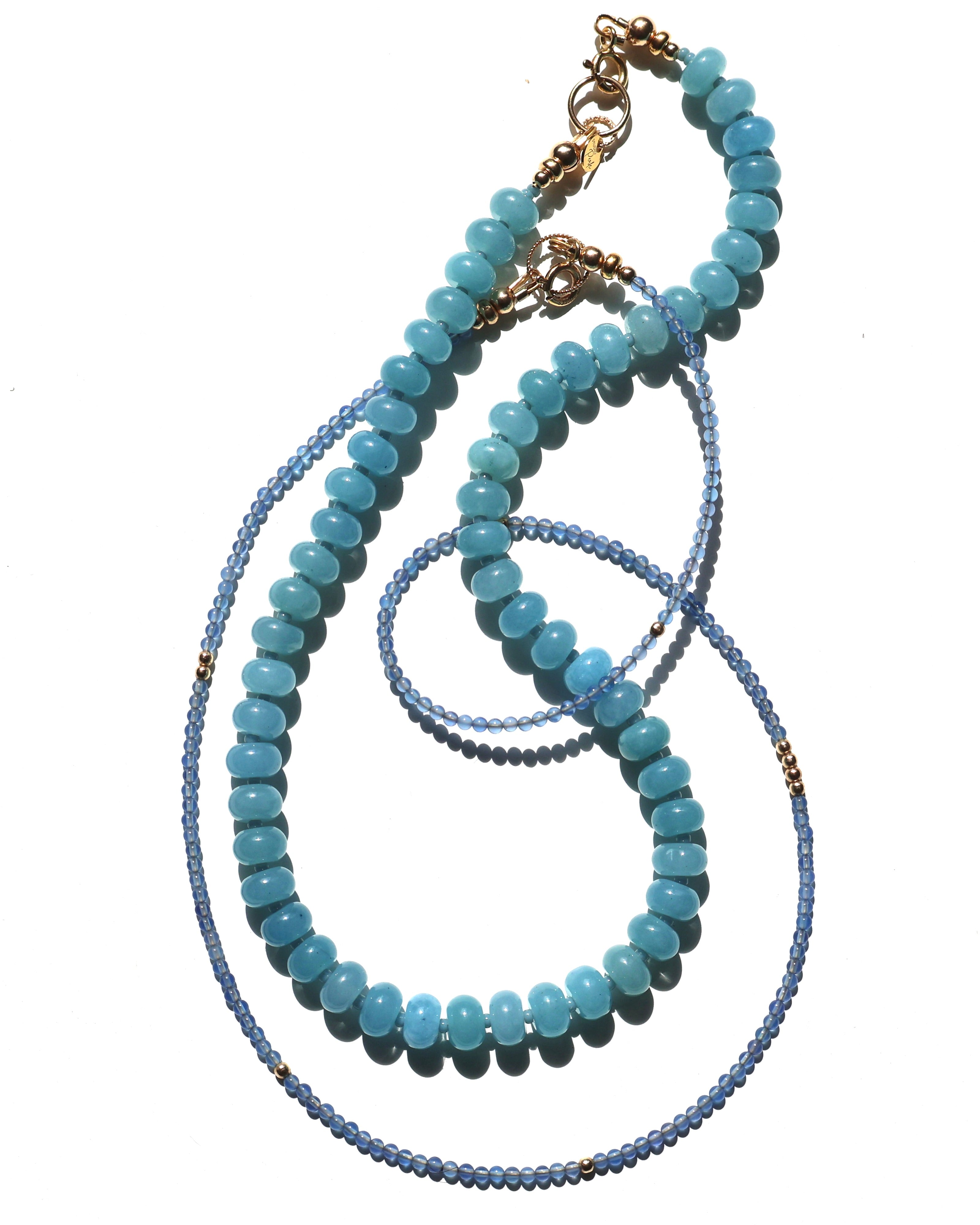 blauwe jade & goldfilled