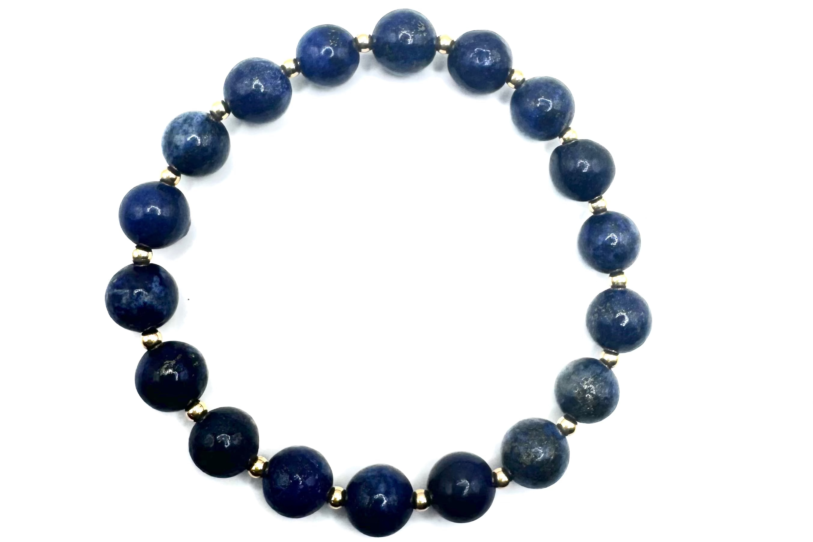 armband van ronde lapis lazuli en goldfilled kralen