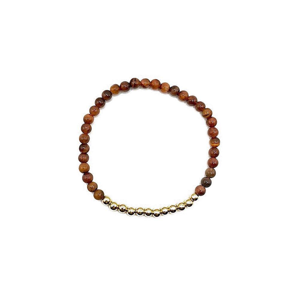 armband van rode tijgeroog met goldfilled kralen