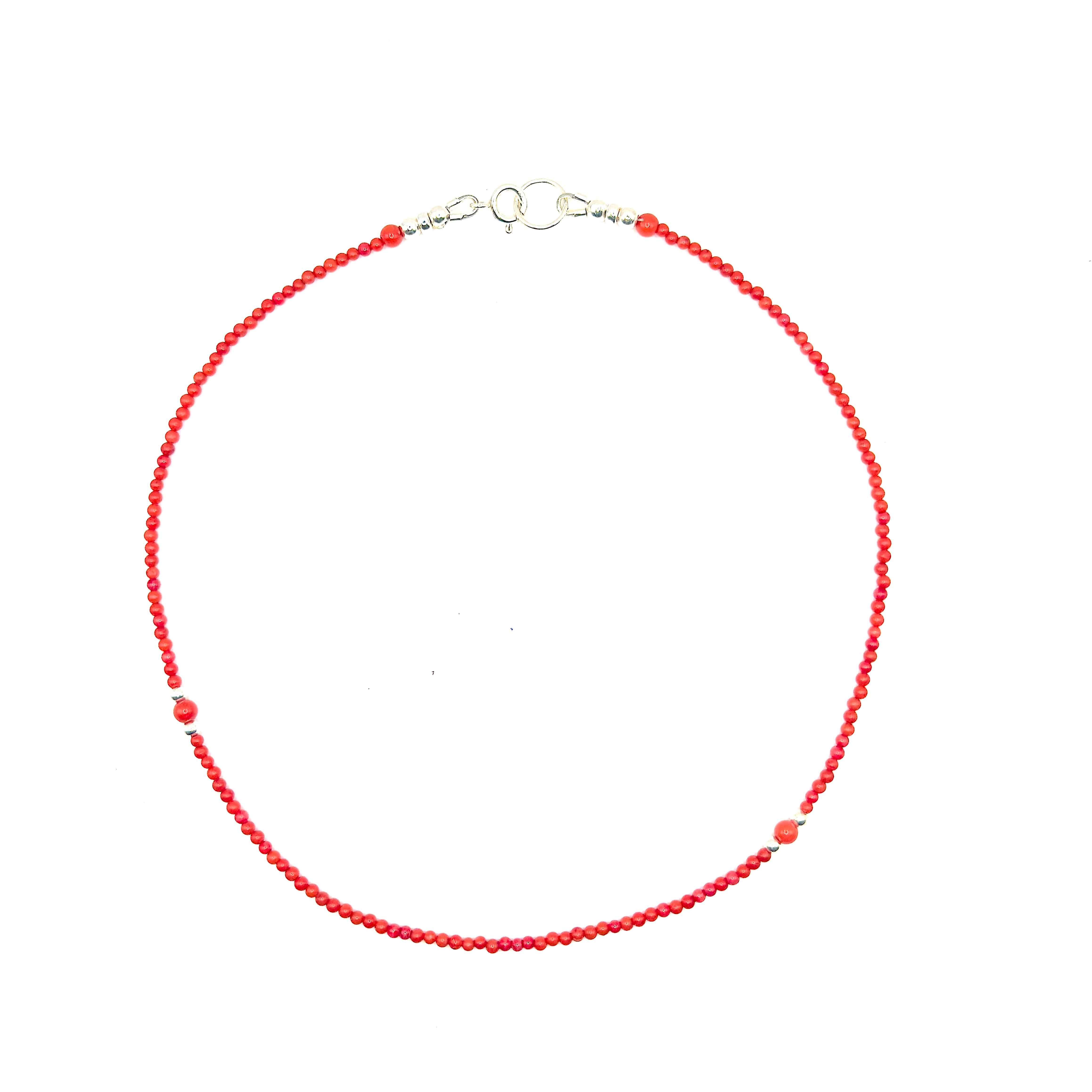 ketting met fijne koraal en sterling zilver kraaltjes