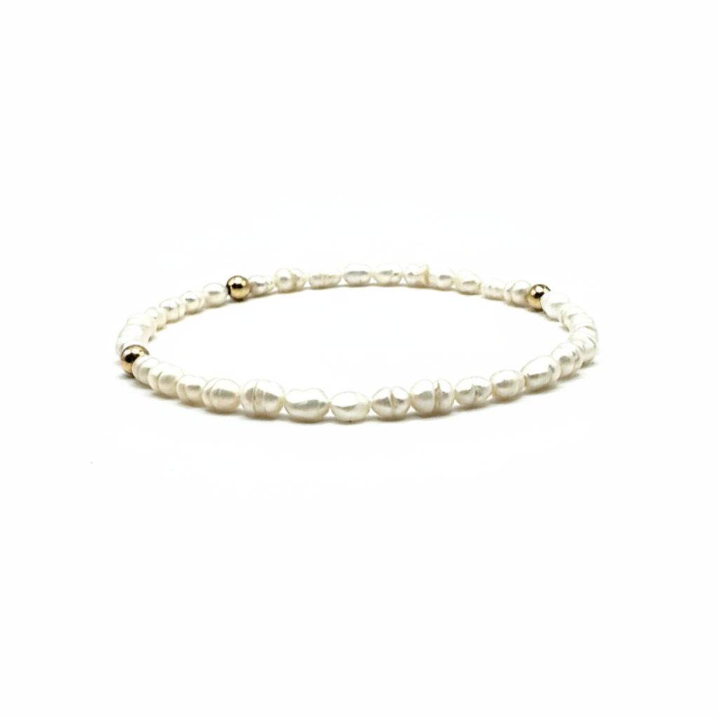 armband van zoetwaterparel en goldfilled kralen