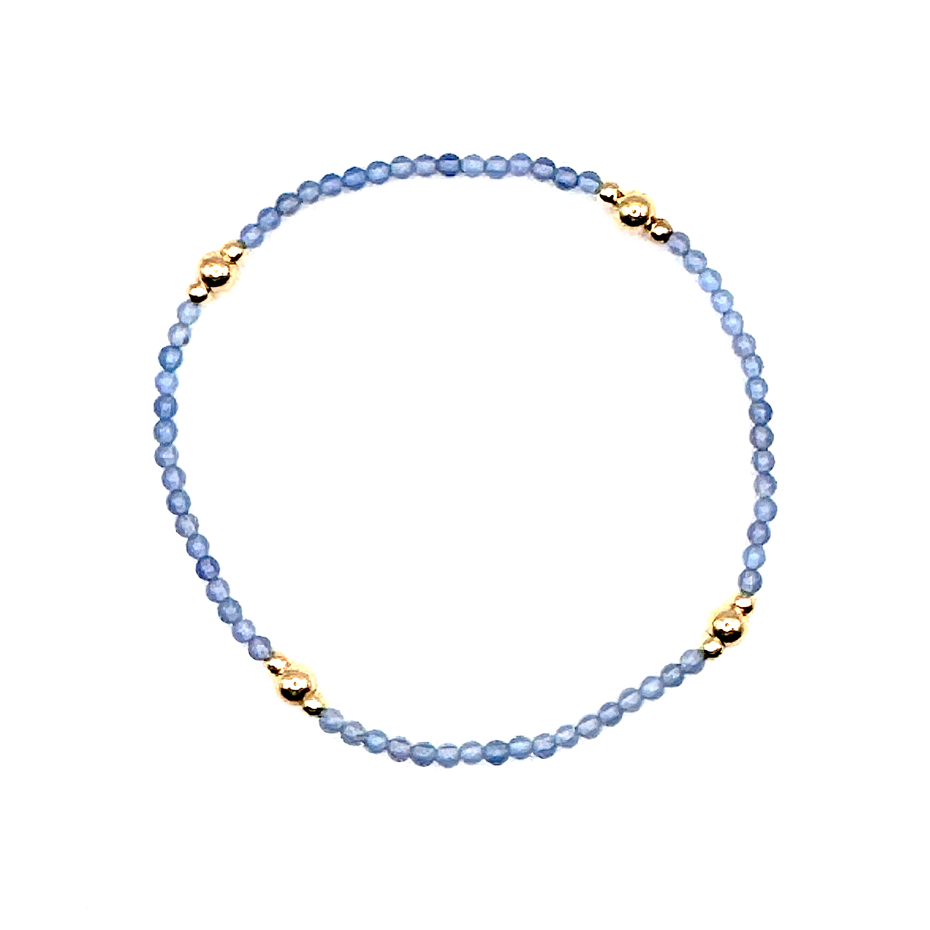 armband van lichtblauw agaat en goldfilled kralen