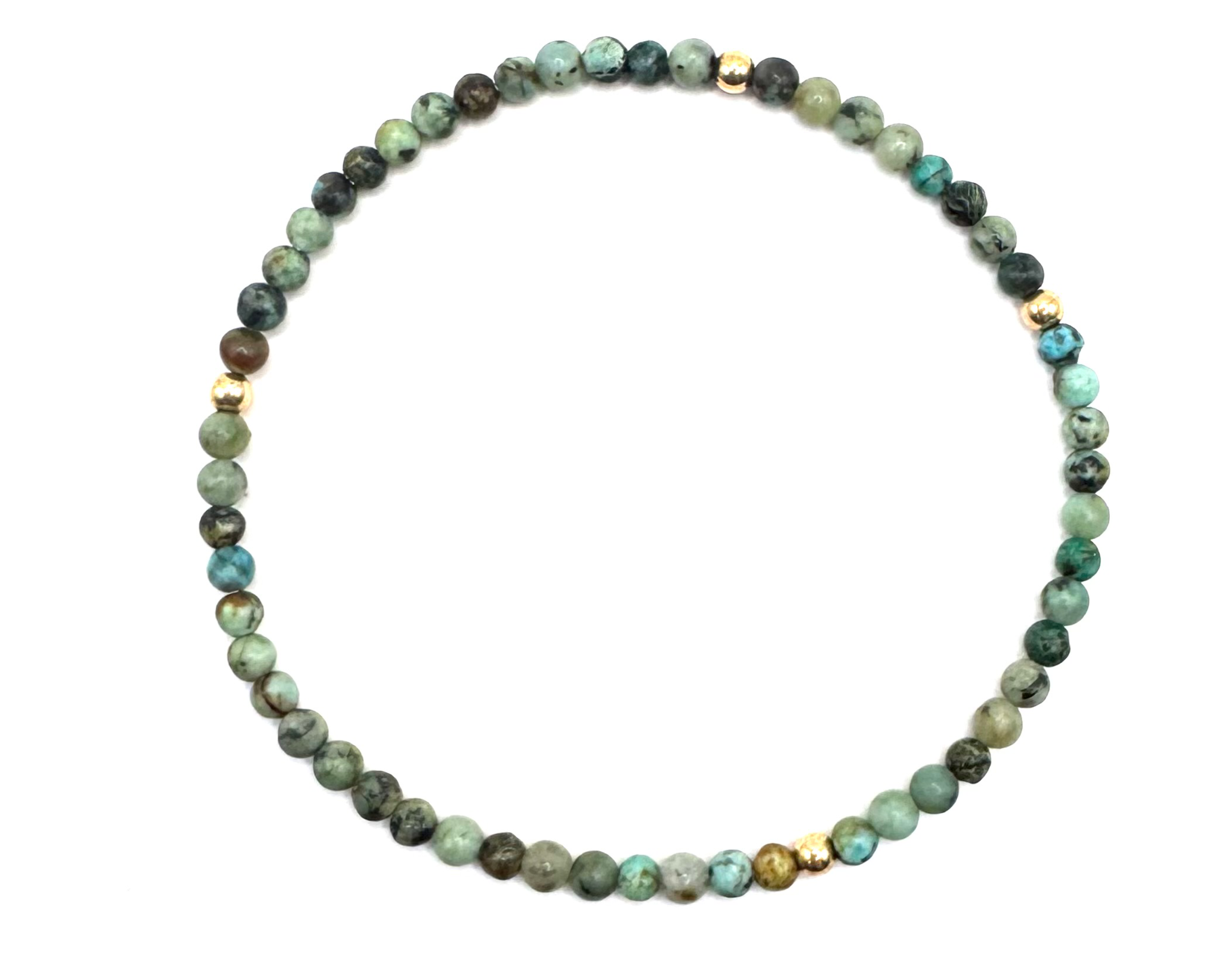 armband afrikaans turkoois en goldfilled kralen