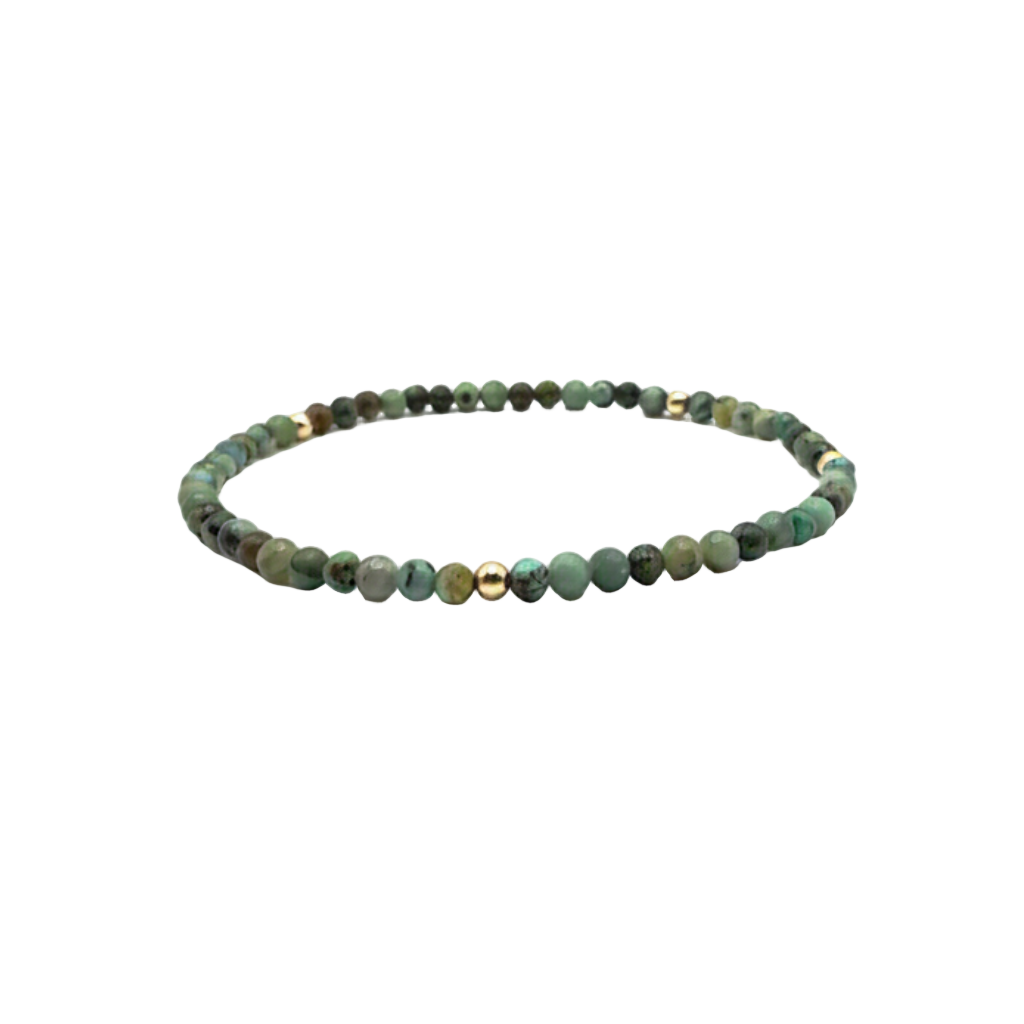 armband afrikaans turkoois en goldfilled kralen