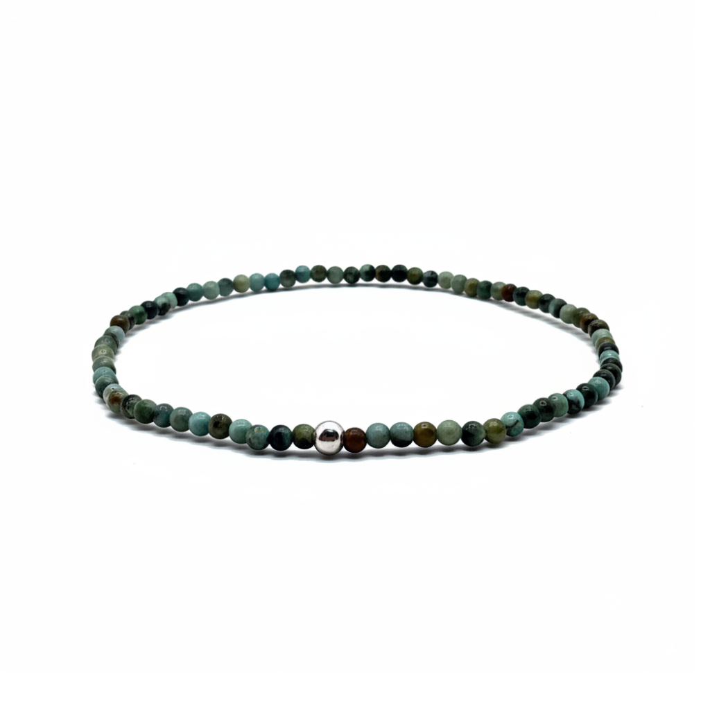 armband met afrikaans turkoois en sterling zilveren kraaltjes