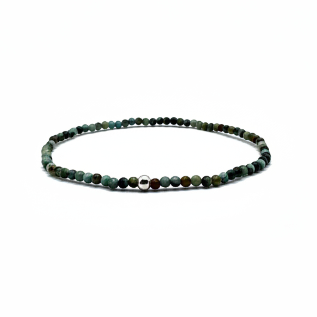 armband van afrikaans turkoois en sterling zilveren kraaltjes