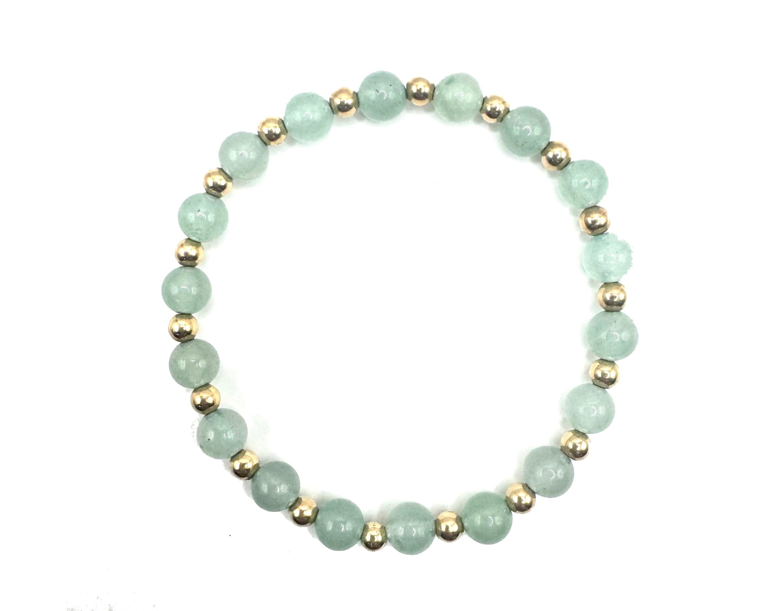 armband van aventurijn en goldfilled kralen