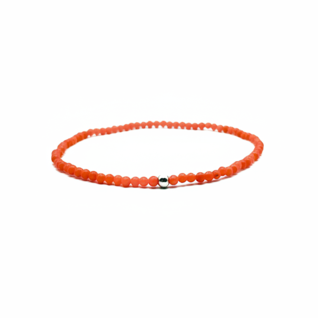 armband met kleine ronde koraal en sterling zilver