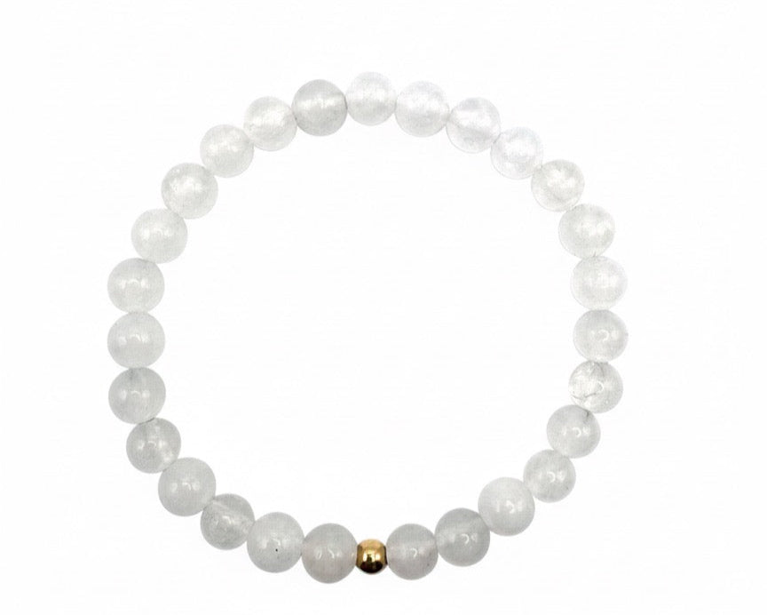 armband van witte kwarts en goldfilled kralen