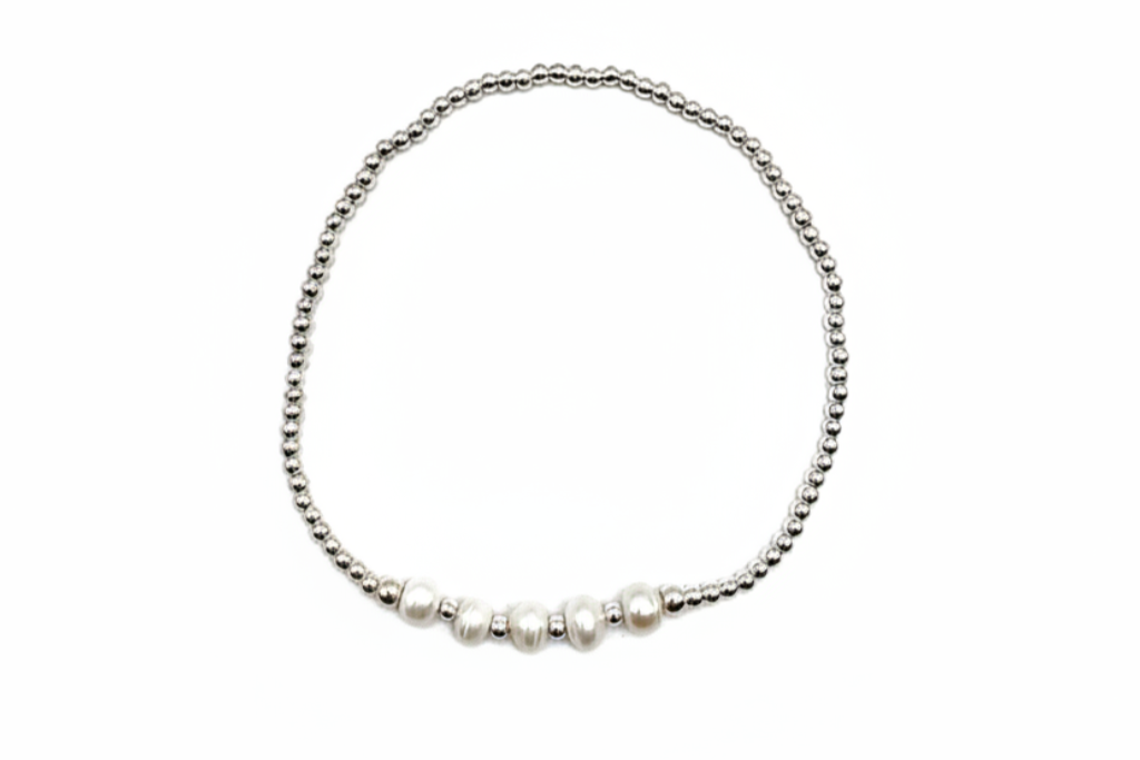 armband van sterling zilver kralen en zoetwaterparels