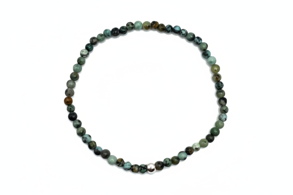 armband met afrikaans turkoois en sterling zilveren kraaltjes