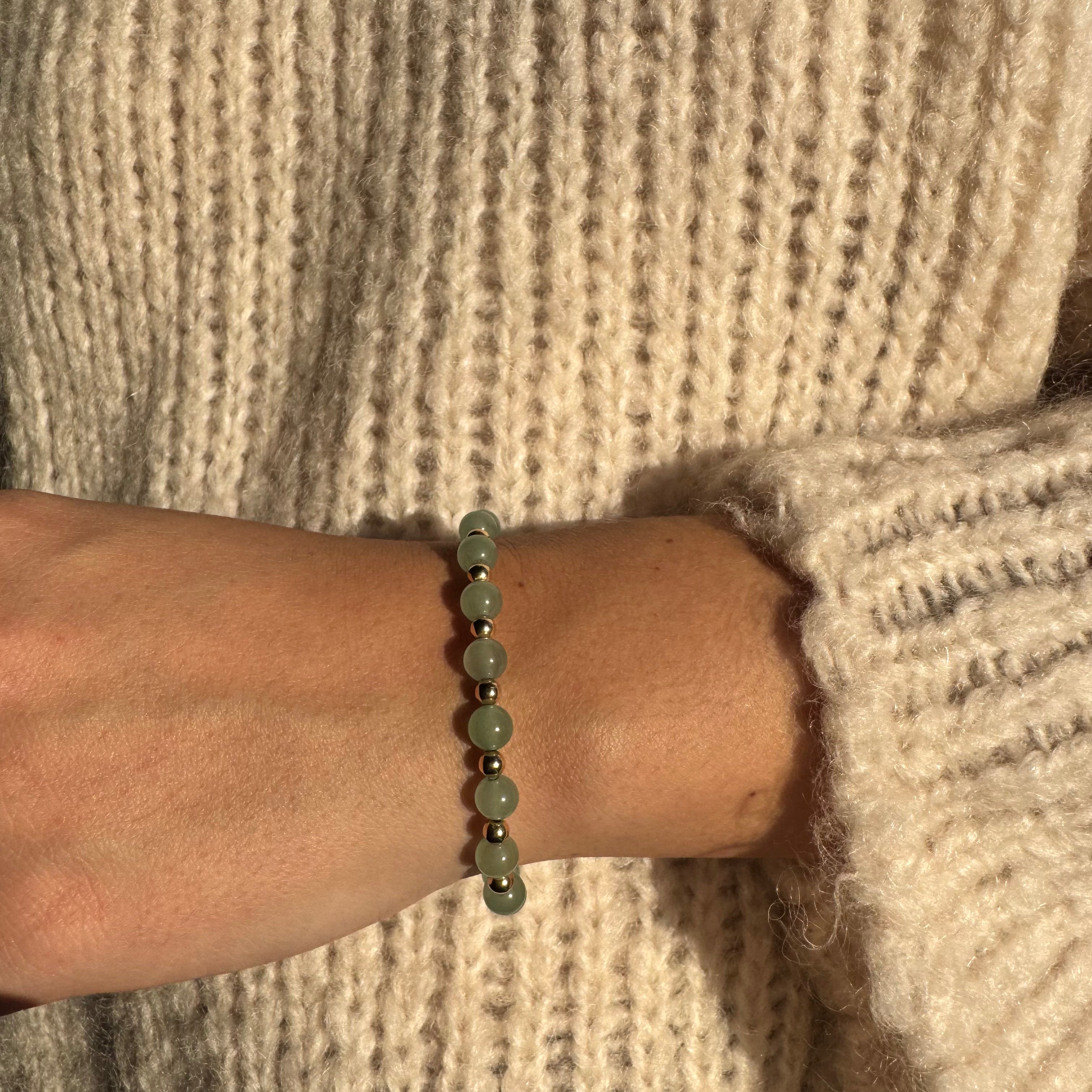 armband van aventurijn en goldfilled kralen