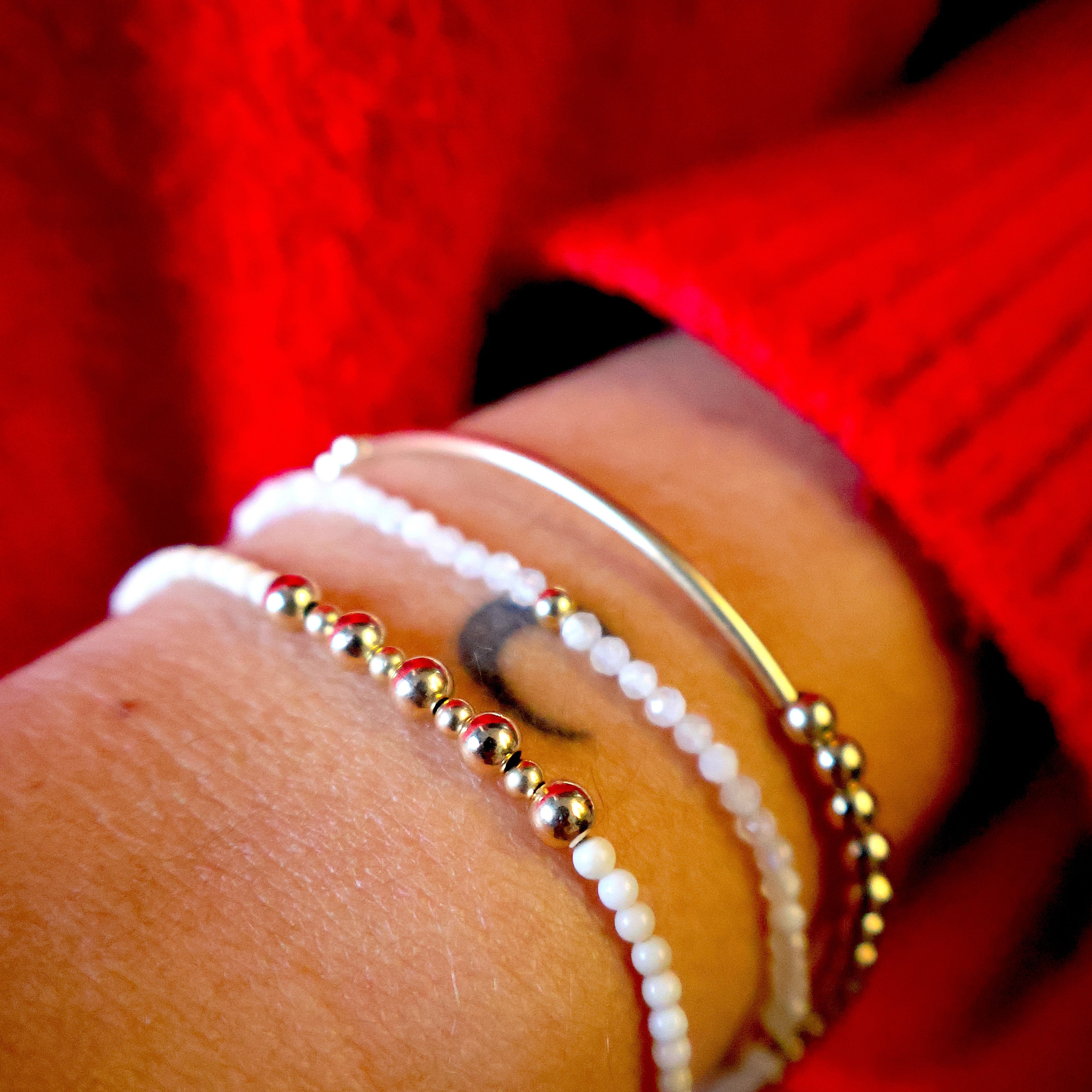 armband met maansteen en goldfilled kraaltjes