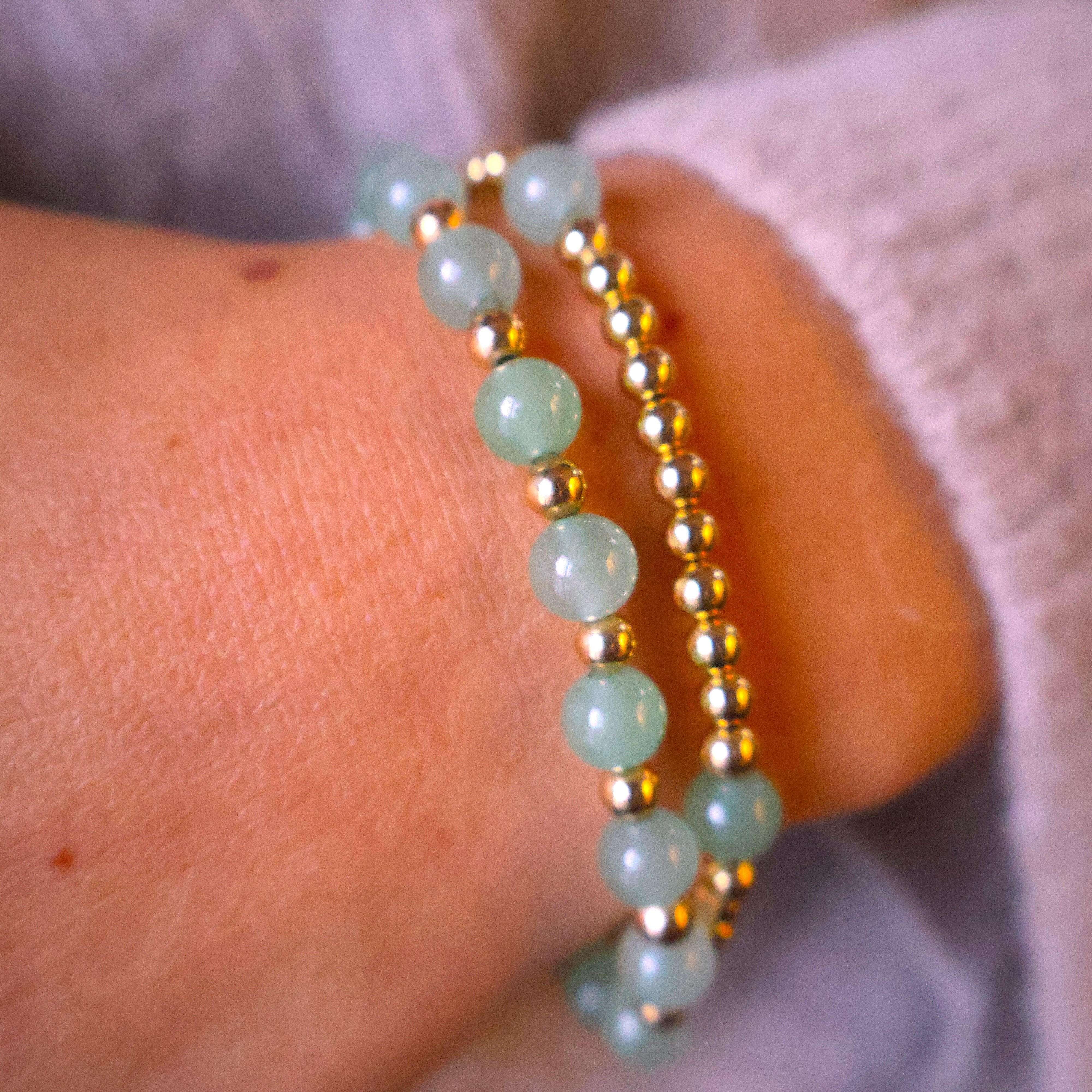 armband van aventurijn en goldfilled kralen