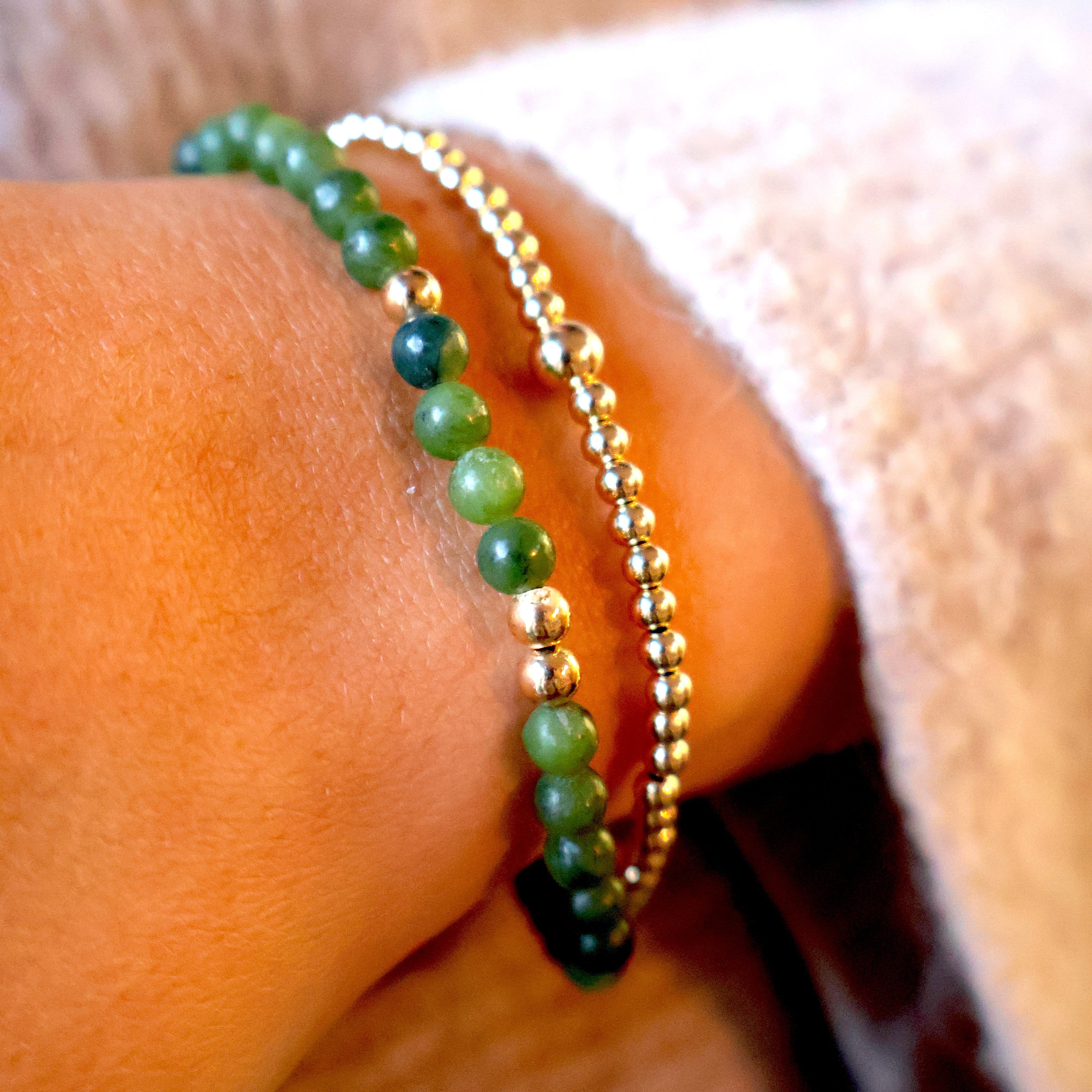 armband serpentijn  en goldfilled kralen