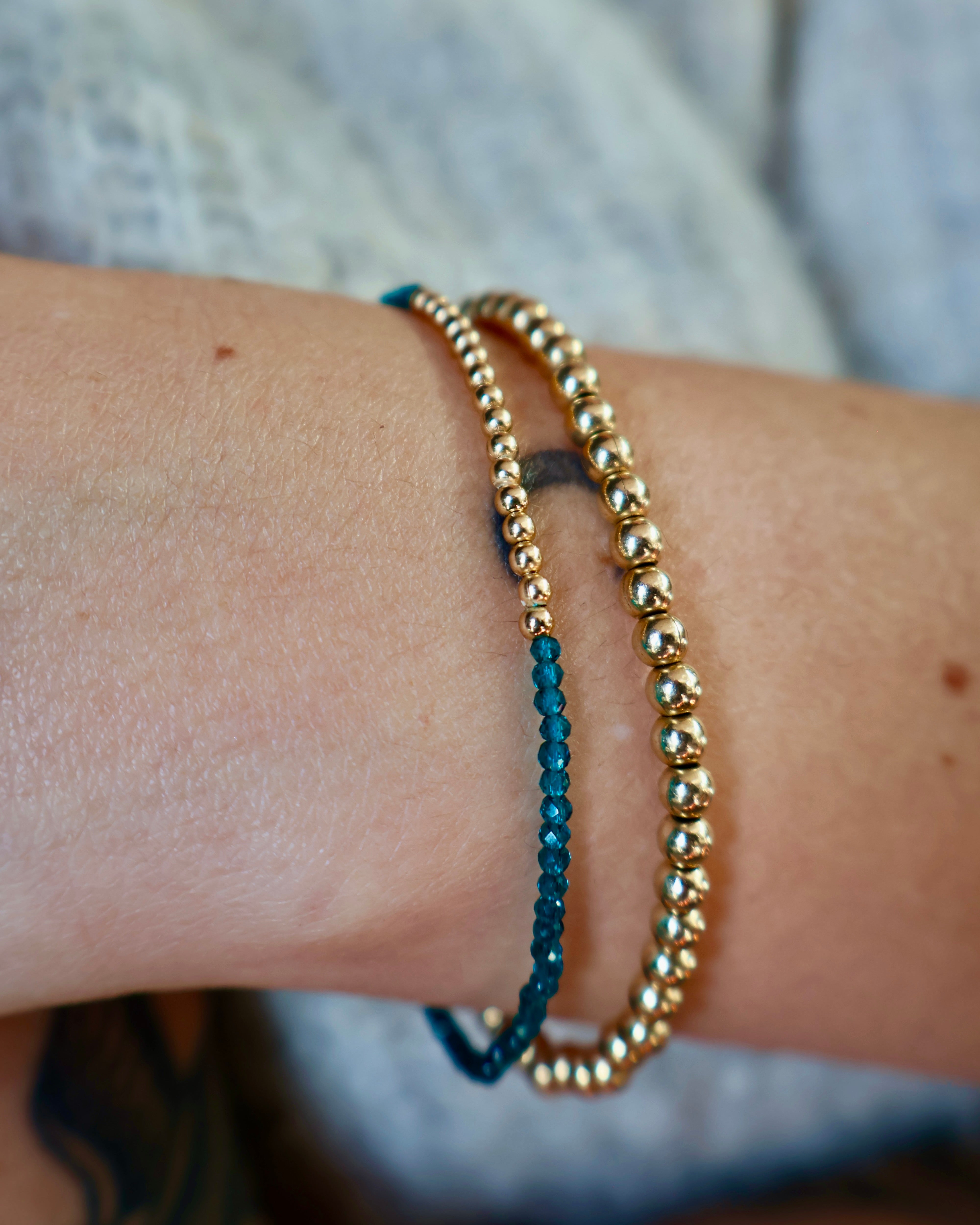 blauwe spinel & goldfilled