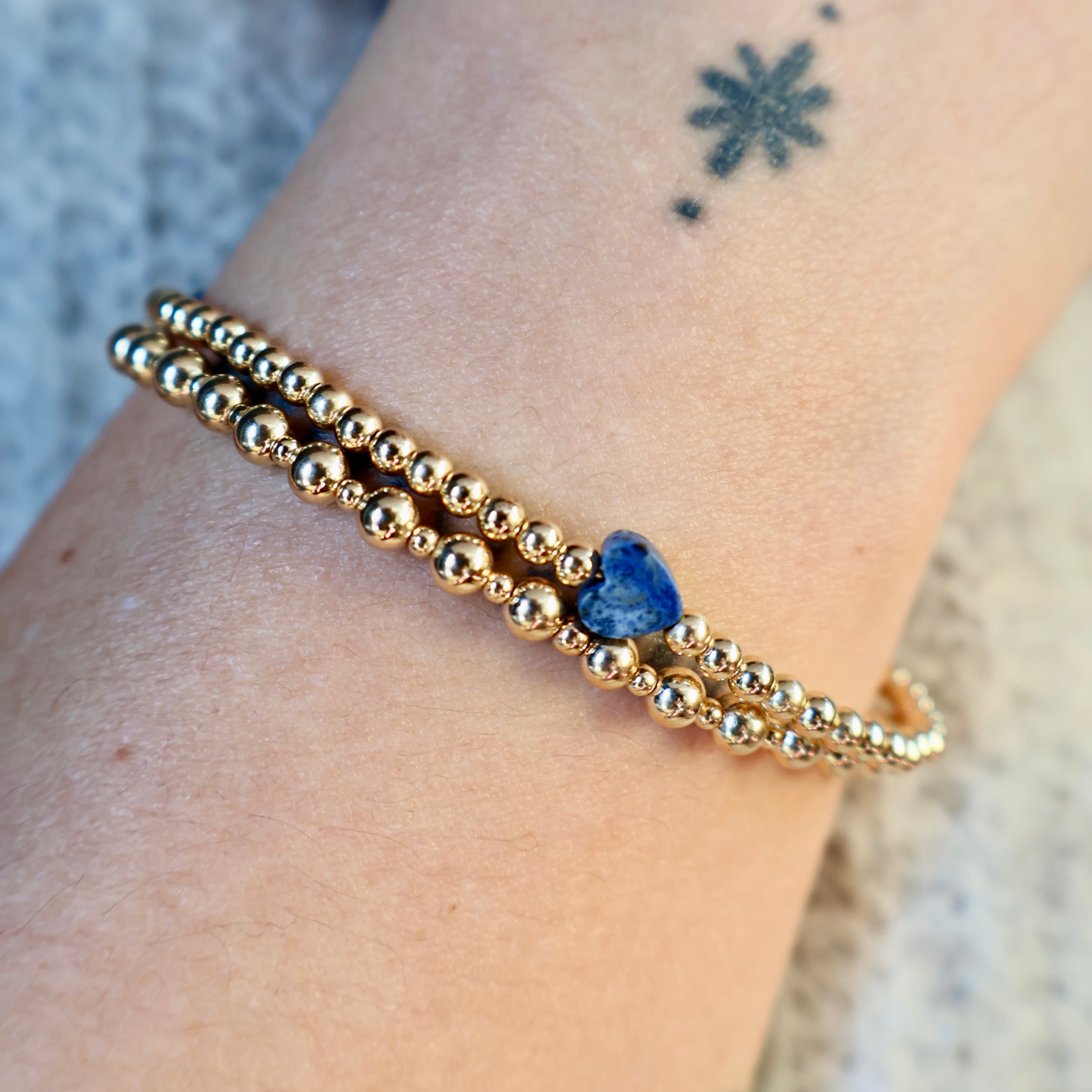 goldfilled & blauwe hartjes