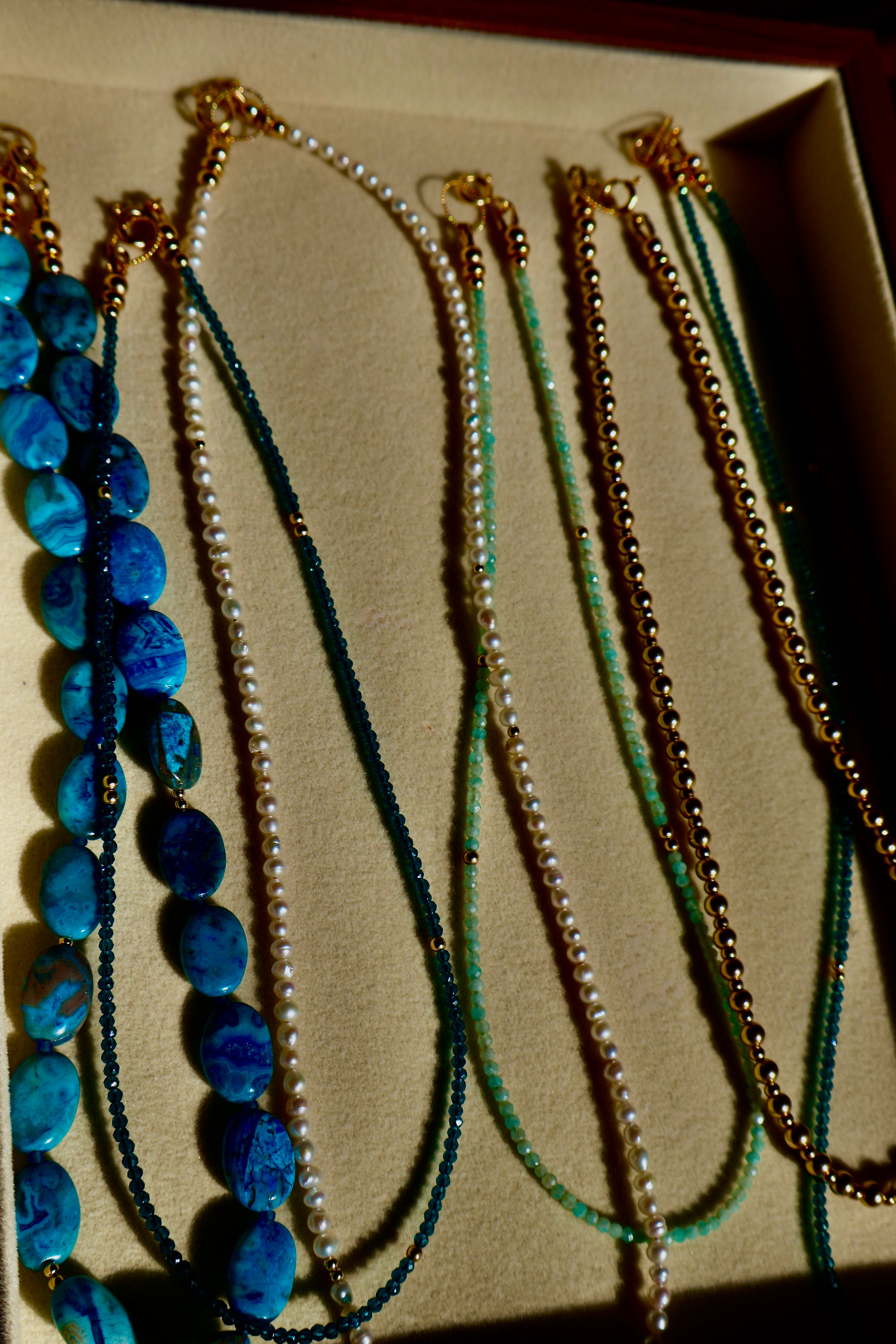 blauwe spinel &  goldfilled