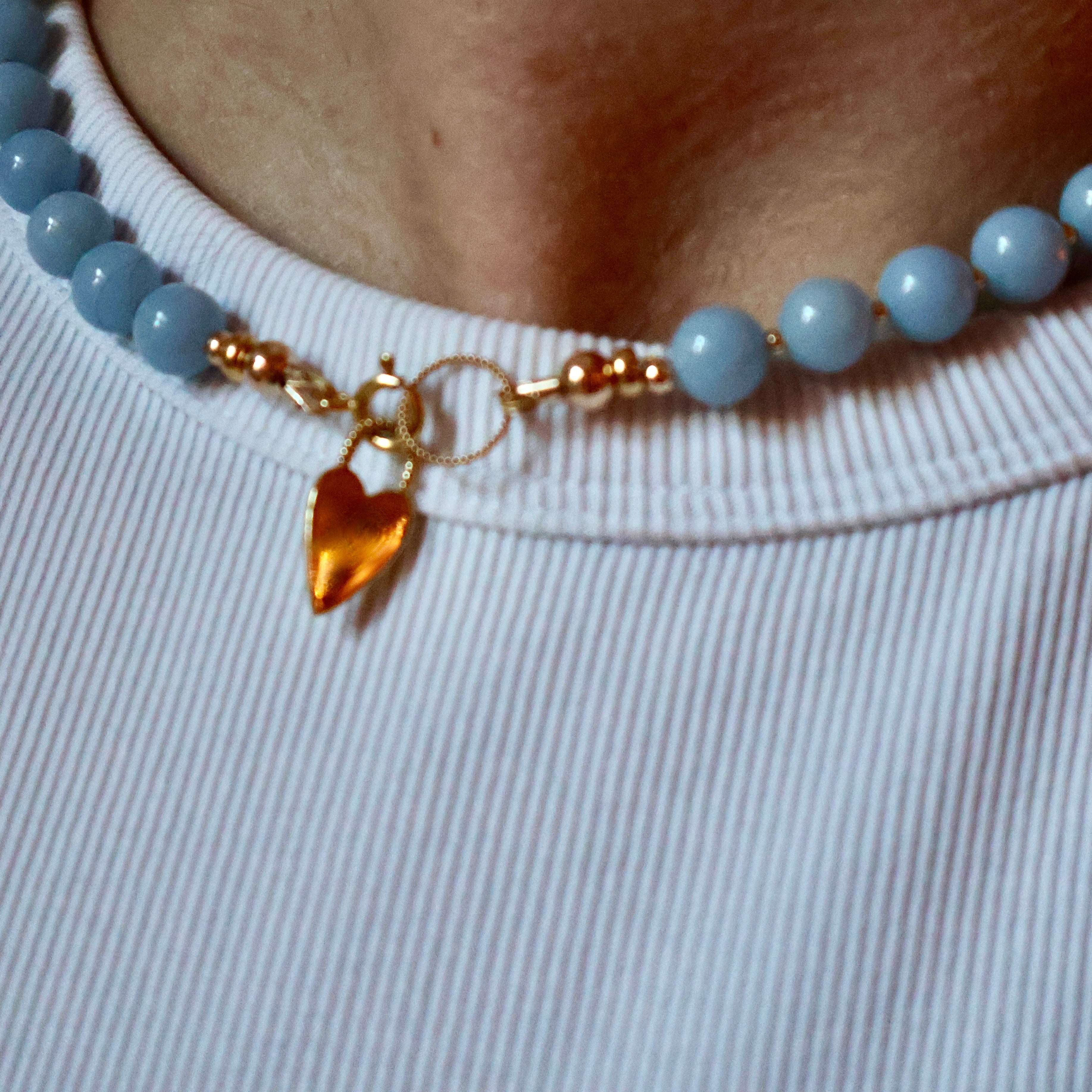 robuuste ketting van angeliet en goldfilled kralen