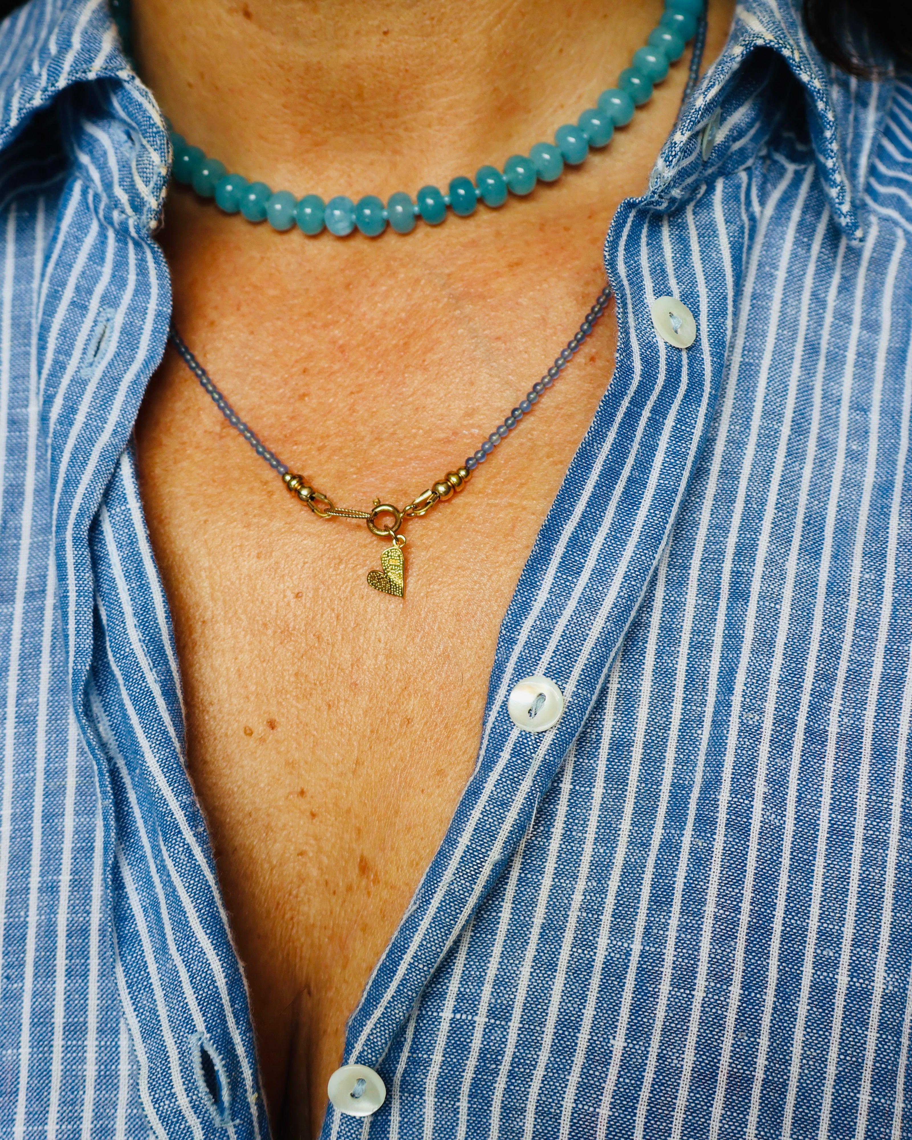 blauwe jade & goldfilled