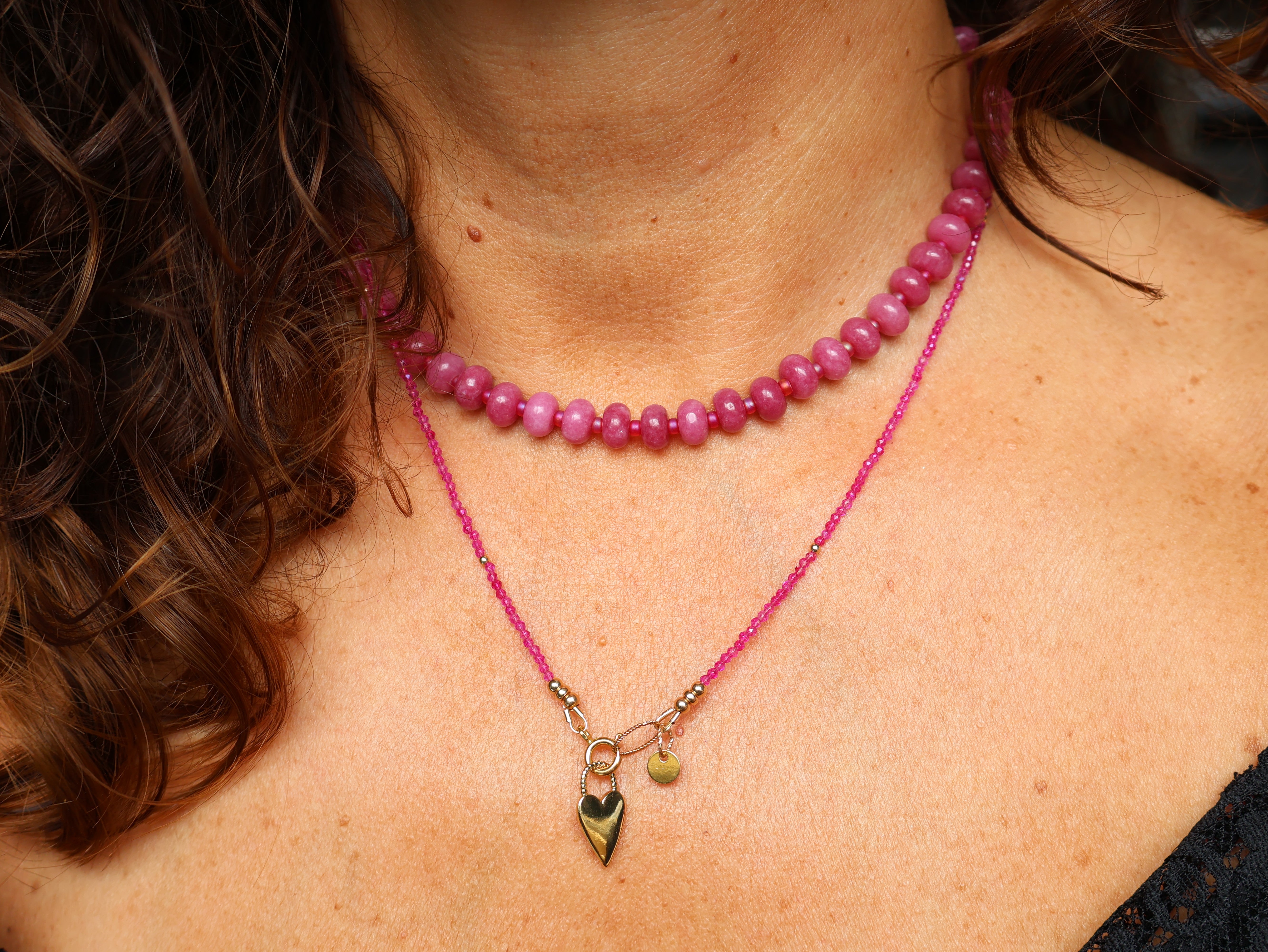 fuchsia spinel & goldfilled
