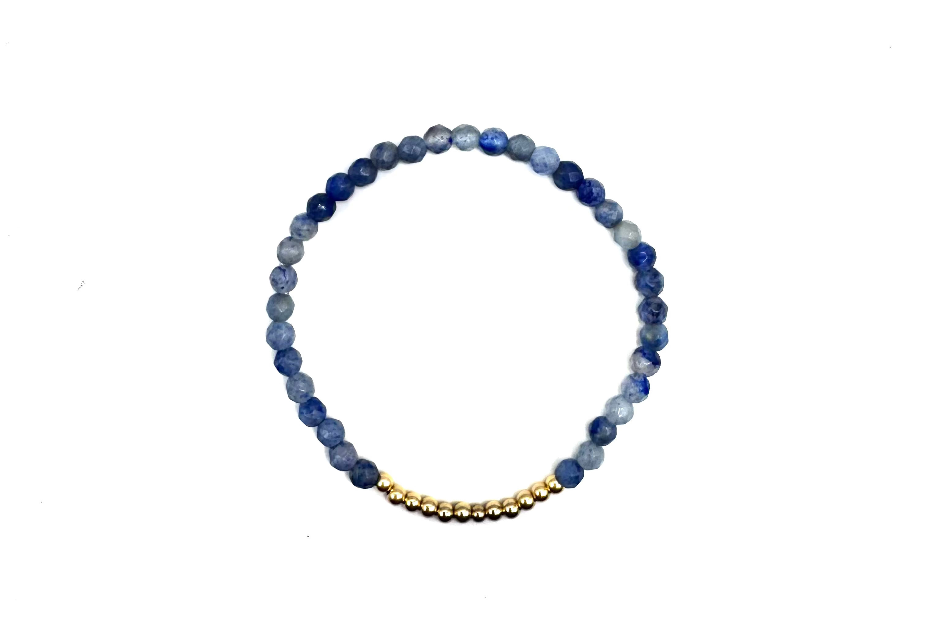 armband met facet blauwe kwarts  en goldfilled kralen