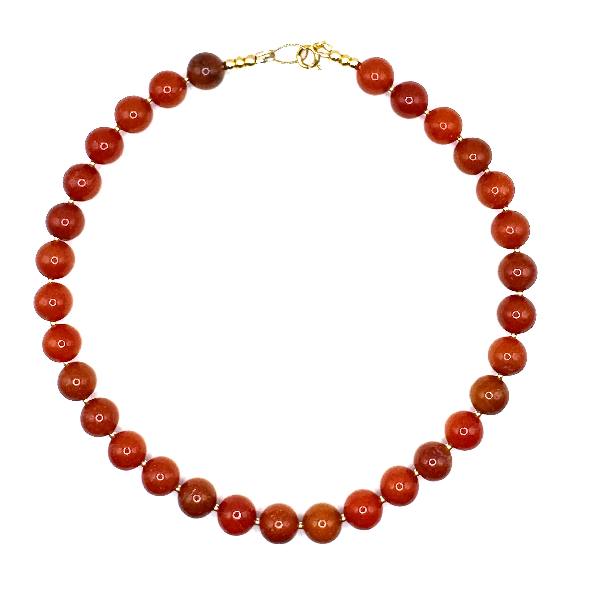 ketting van oranje jade en goldfilled kralen