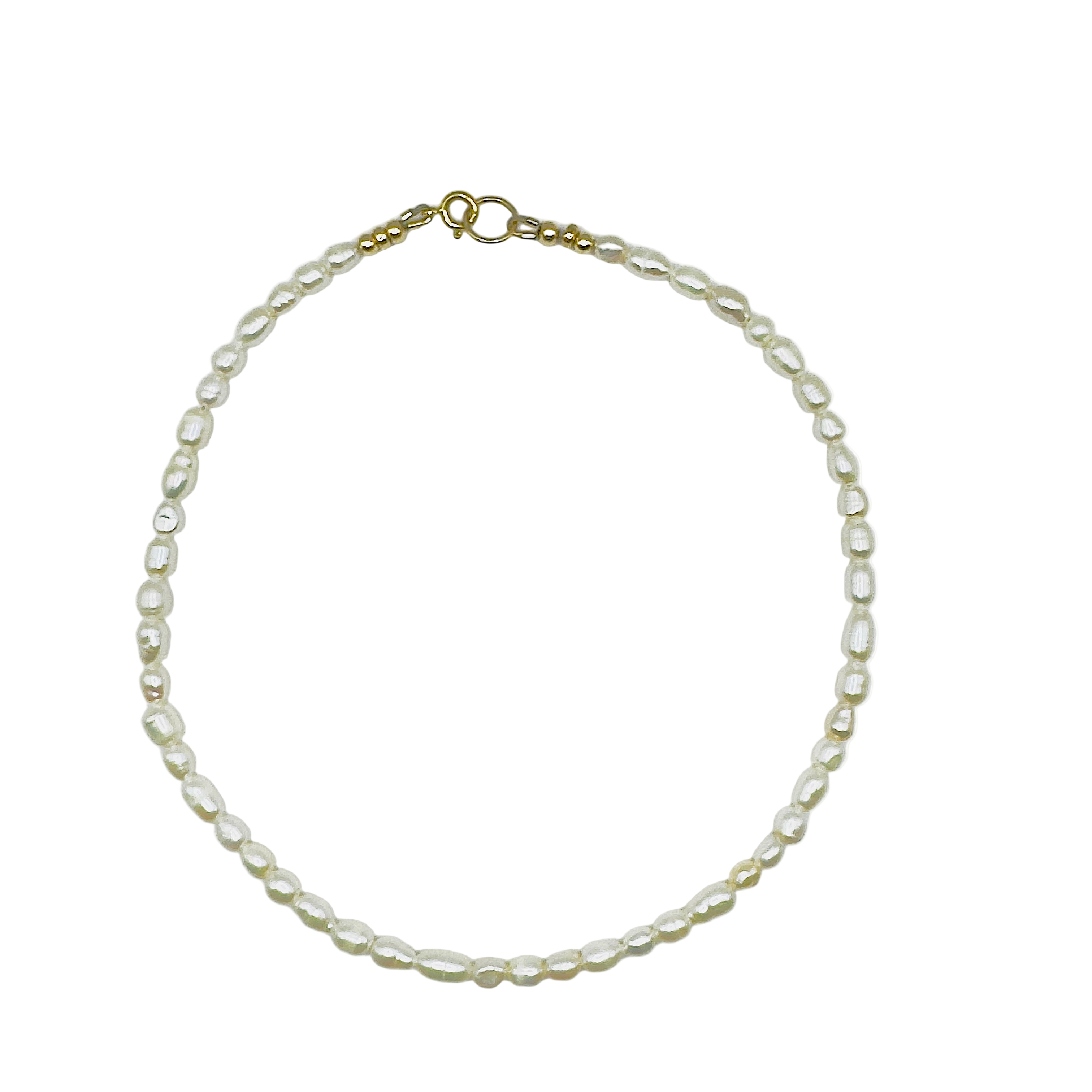 parelketting van ovale parels en goldfilled sluiting