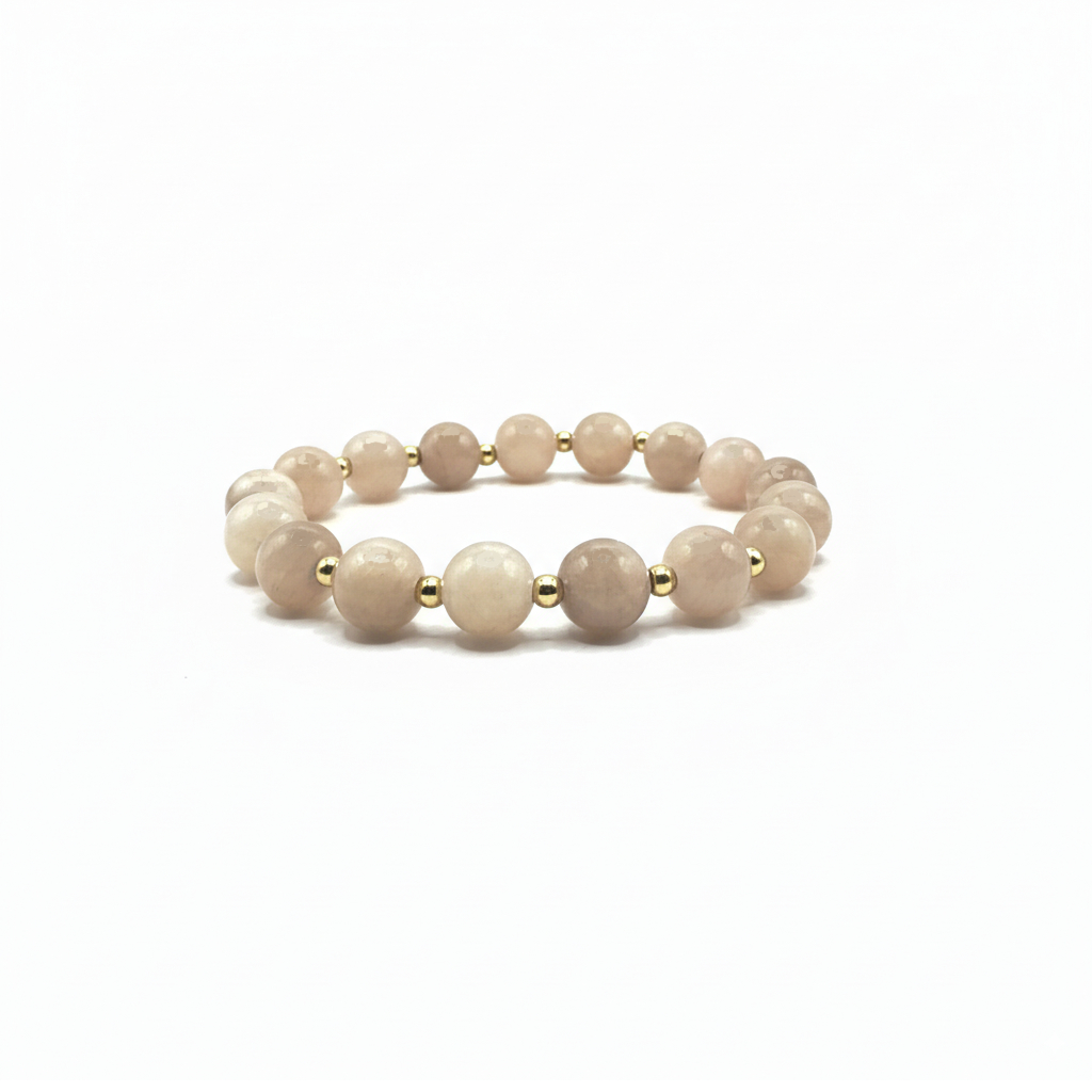 armband van  marmer en calciet  met goldfilled kralen