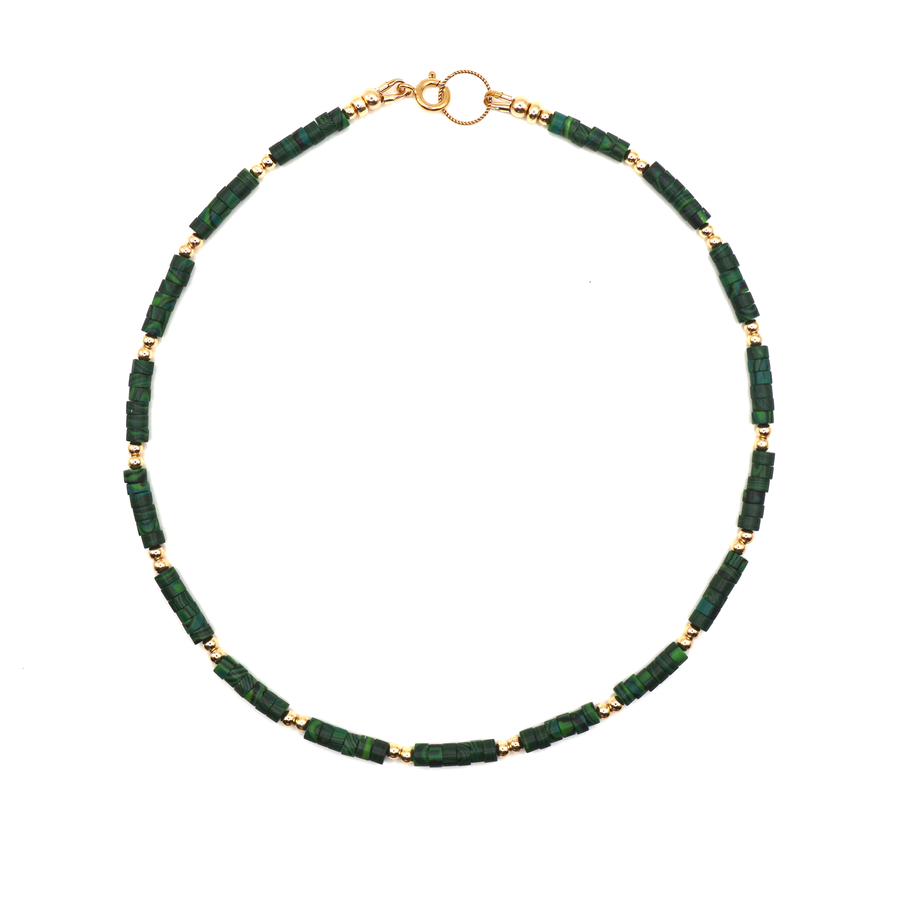 groene heishi & goldfilled